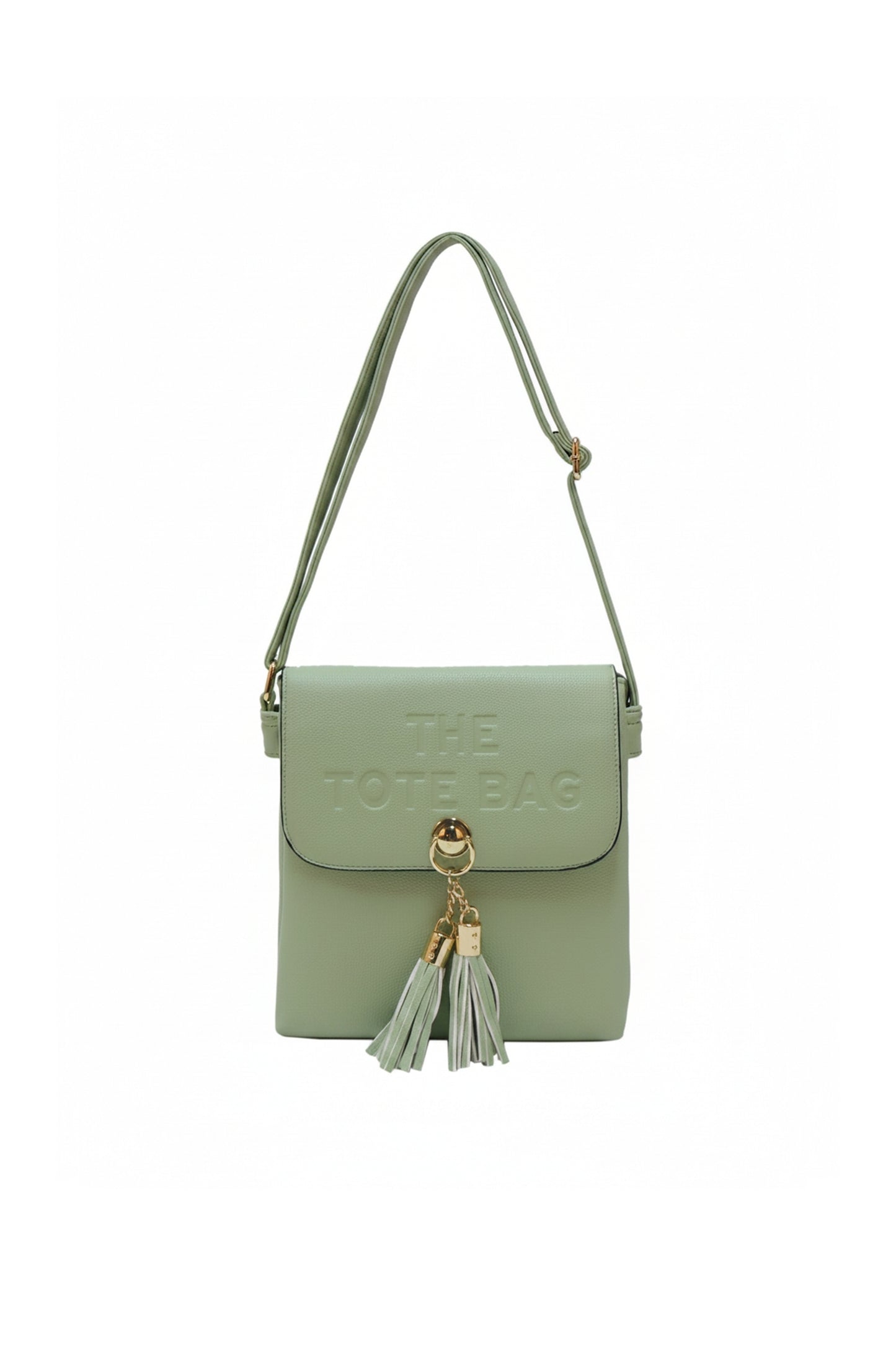 Crossbody Shoulder Bag with Tassel Charm and Flap Closure