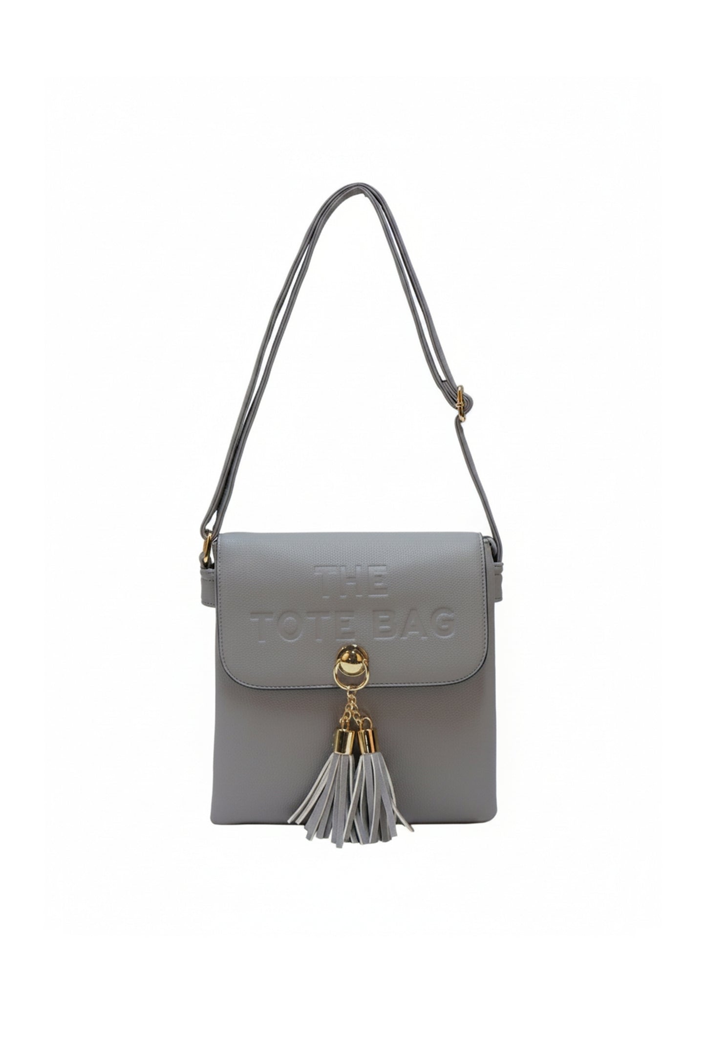 Crossbody Shoulder Bag with Tassel Charm and Flap Closure