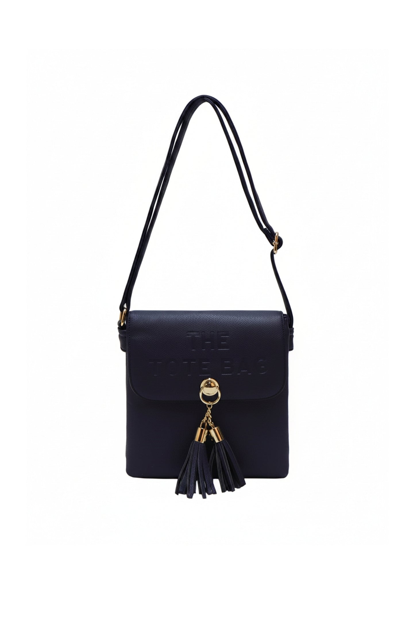Crossbody Shoulder Bag with Tassel Charm and Flap Closure