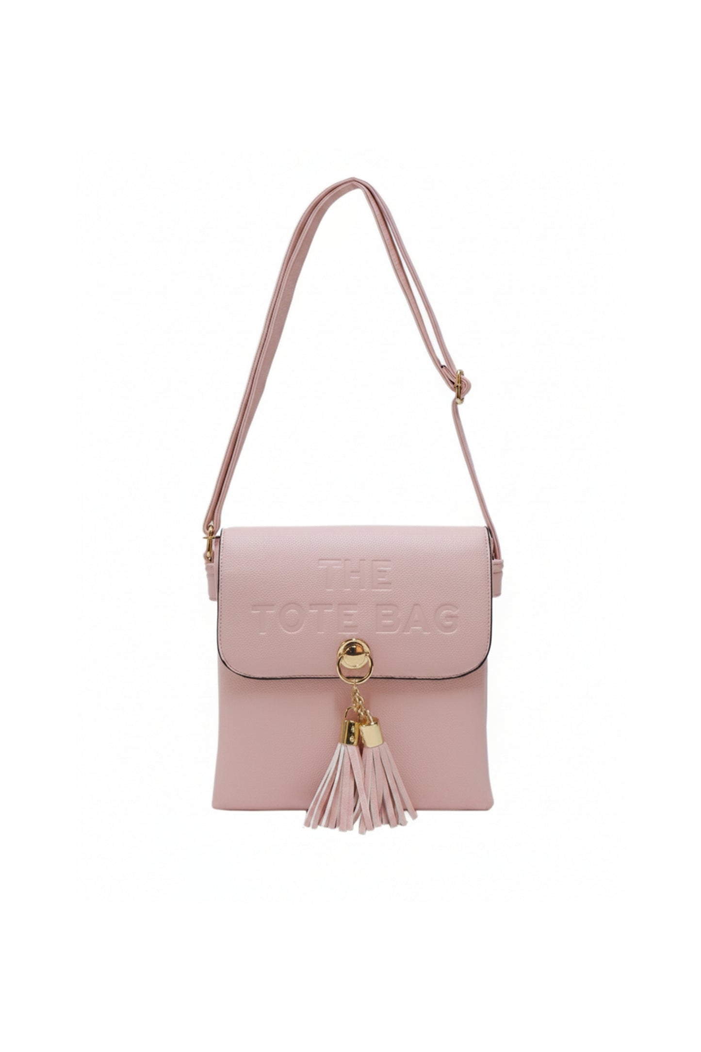 Crossbody Shoulder Bag with Tassel Charm and Flap Closure