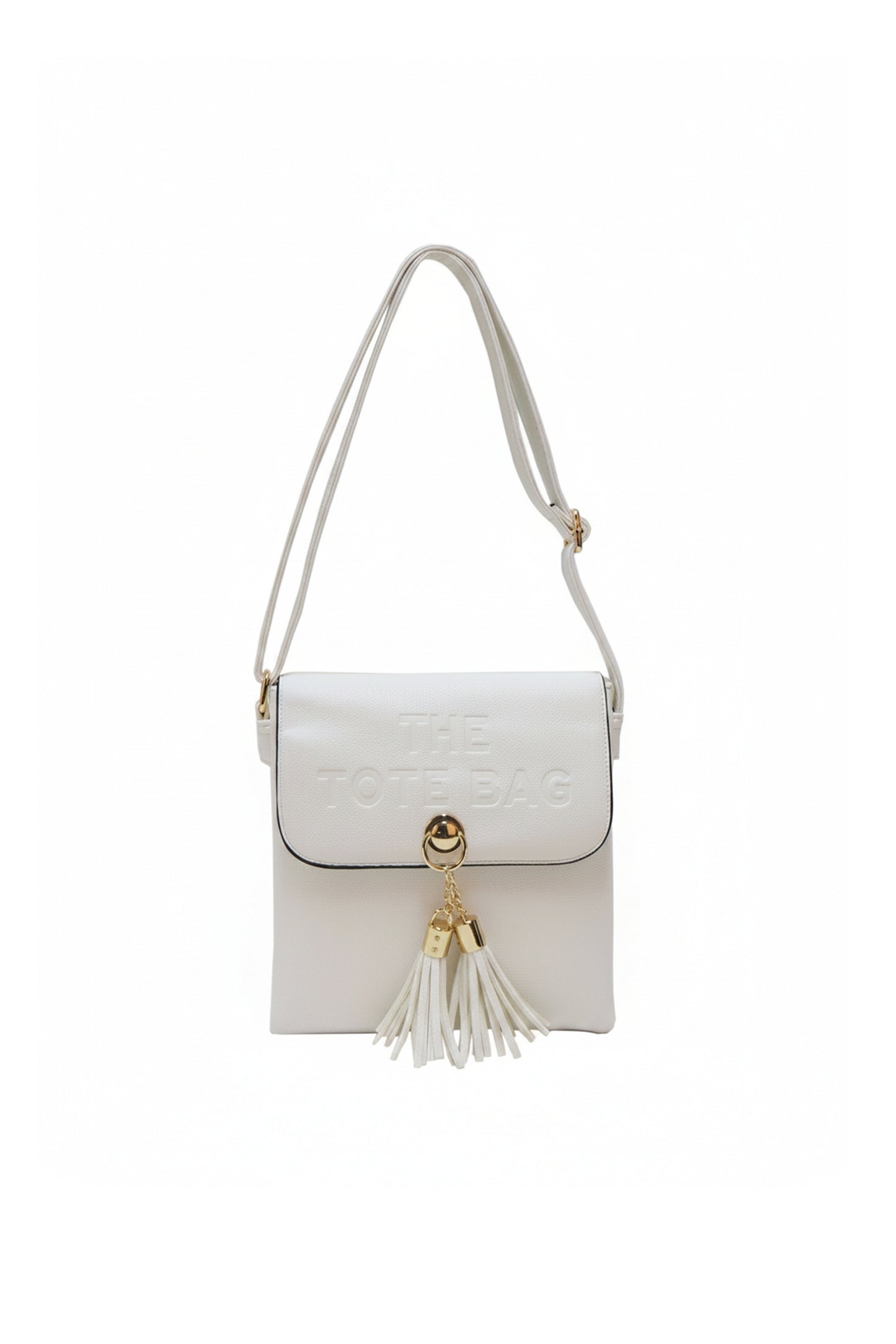 Crossbody Shoulder Bag with Tassel Charm and Flap Closure