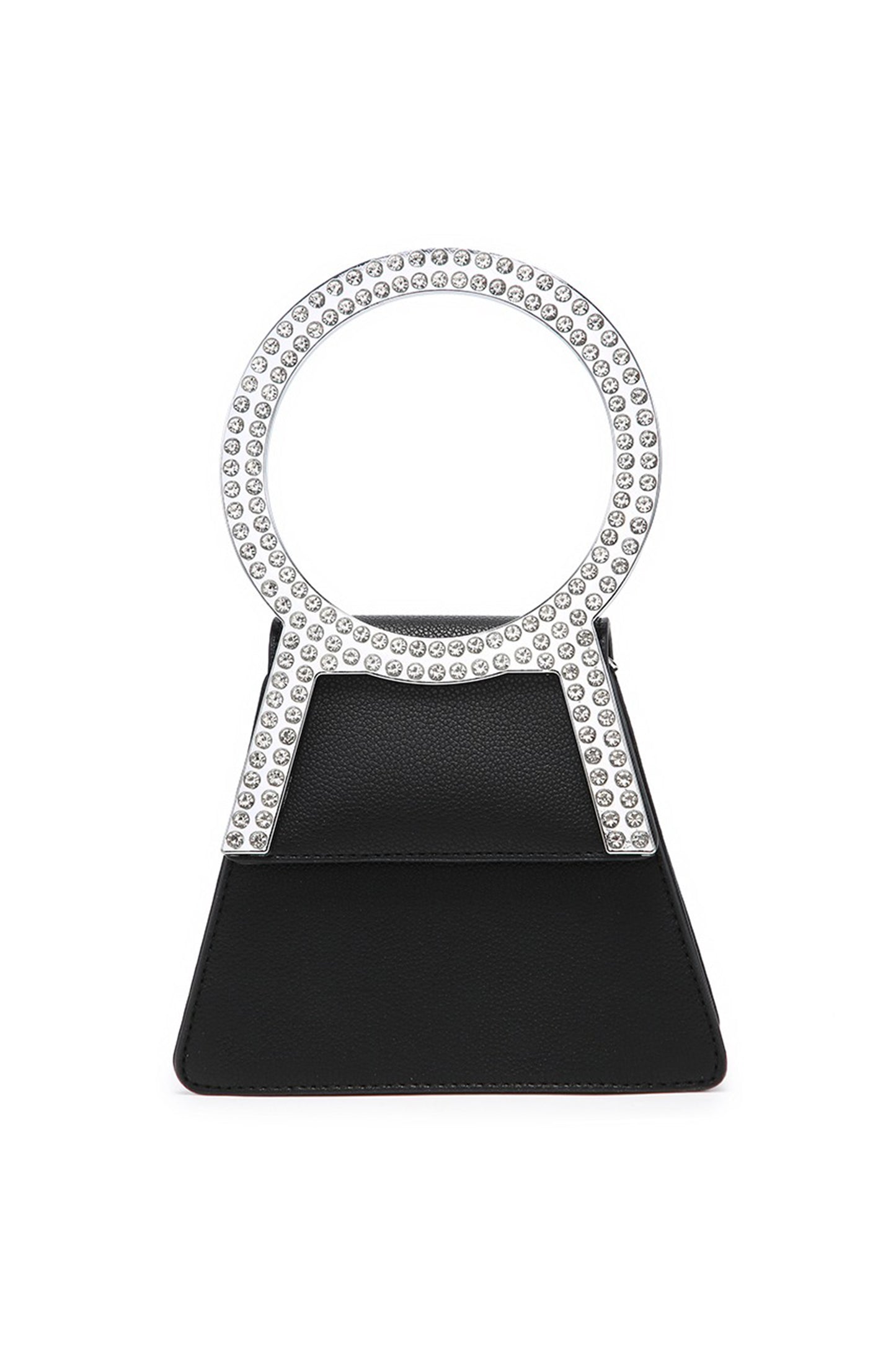 Rhinestone Round Handle Mini Bag with Magnetic Flap Closure