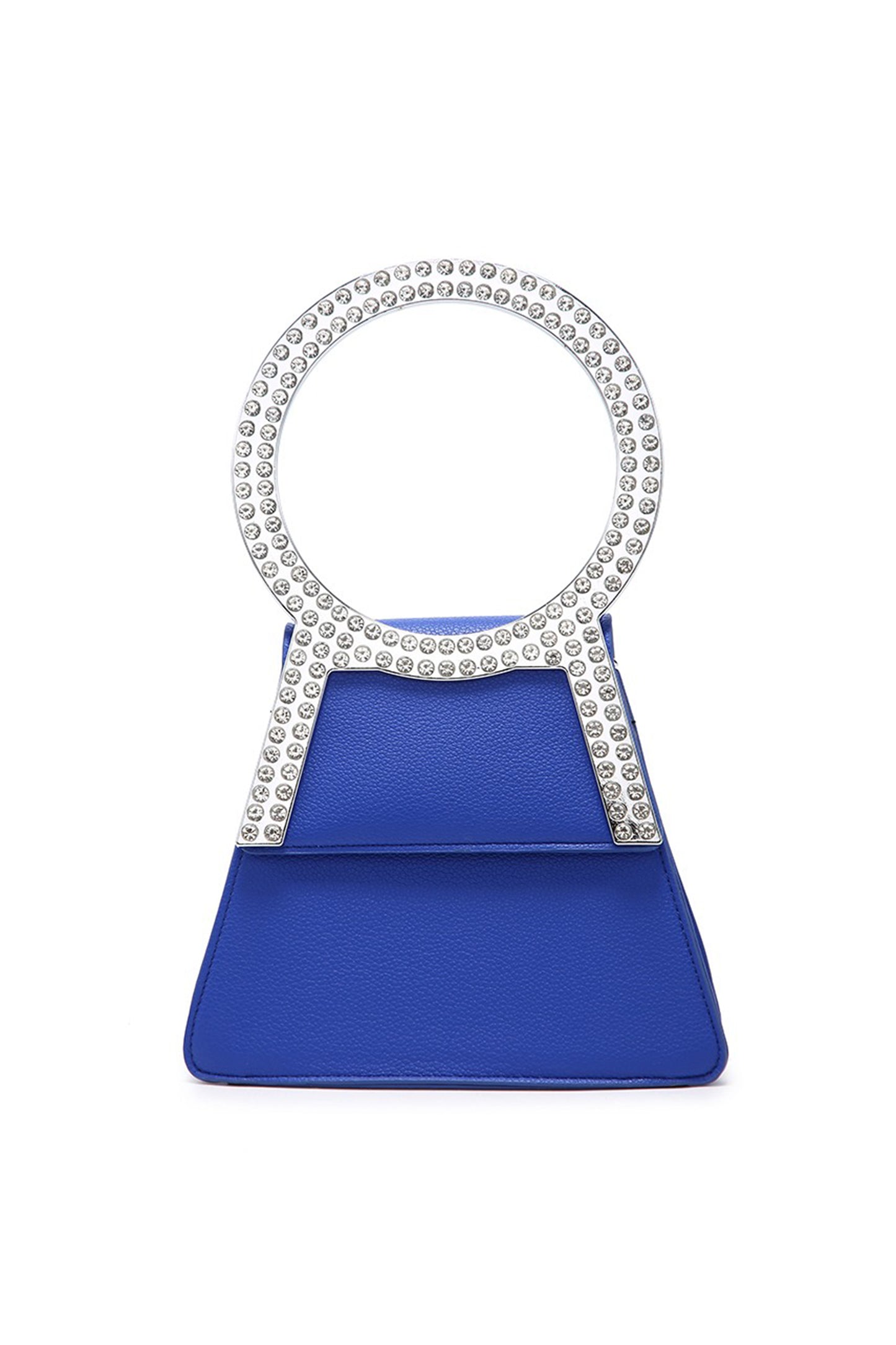 Rhinestone Round Handle Mini Bag with Magnetic Flap Closure