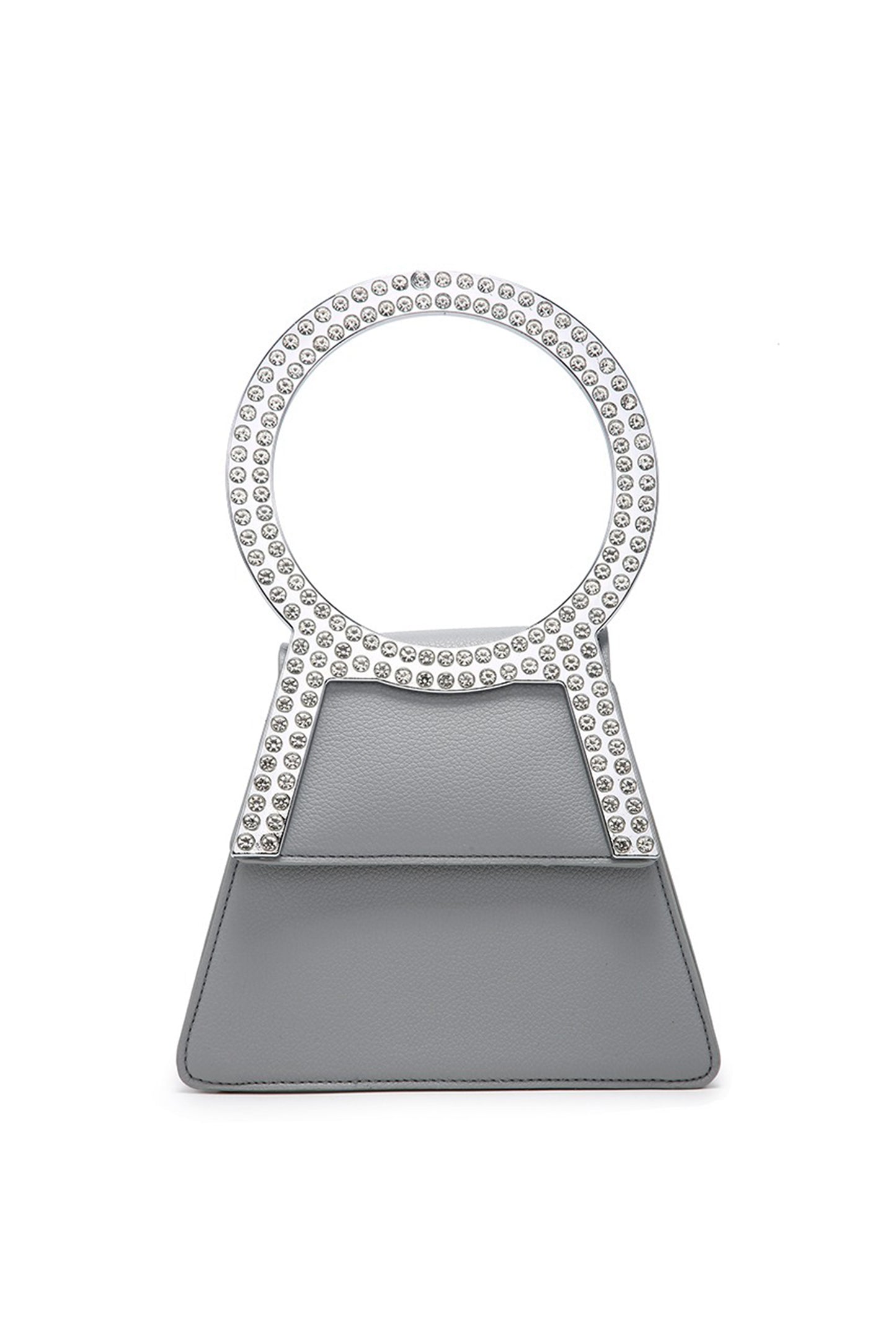 Rhinestone Round Handle Mini Bag with Magnetic Flap Closure