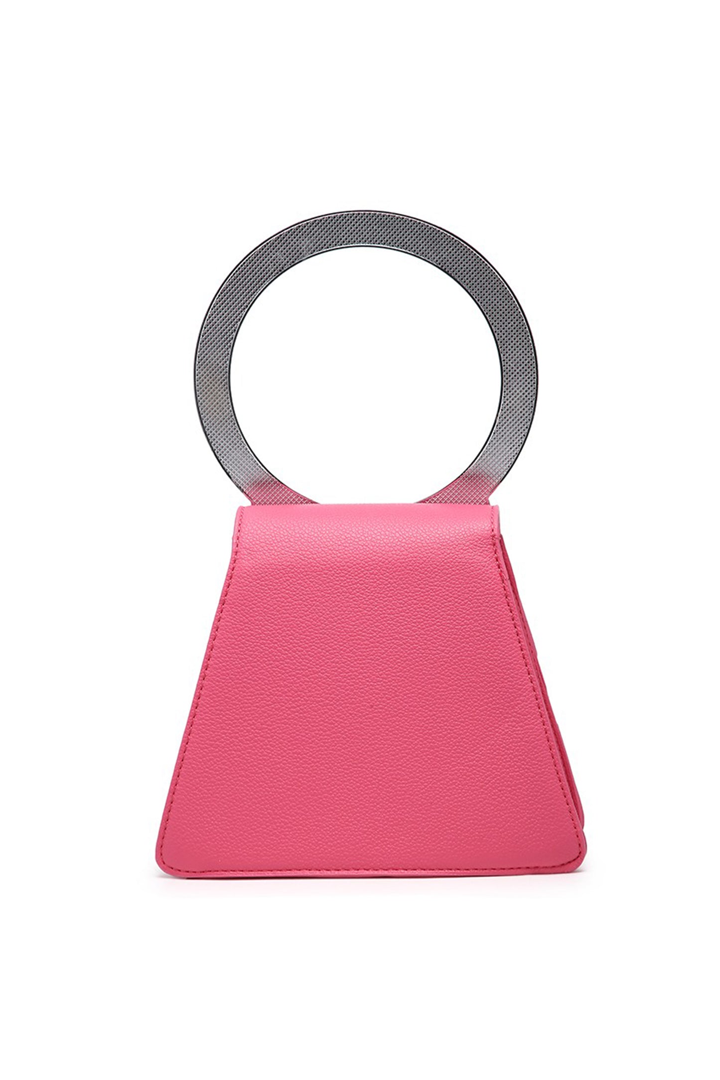 Rhinestone Round Handle Mini Bag with Magnetic Flap Closure