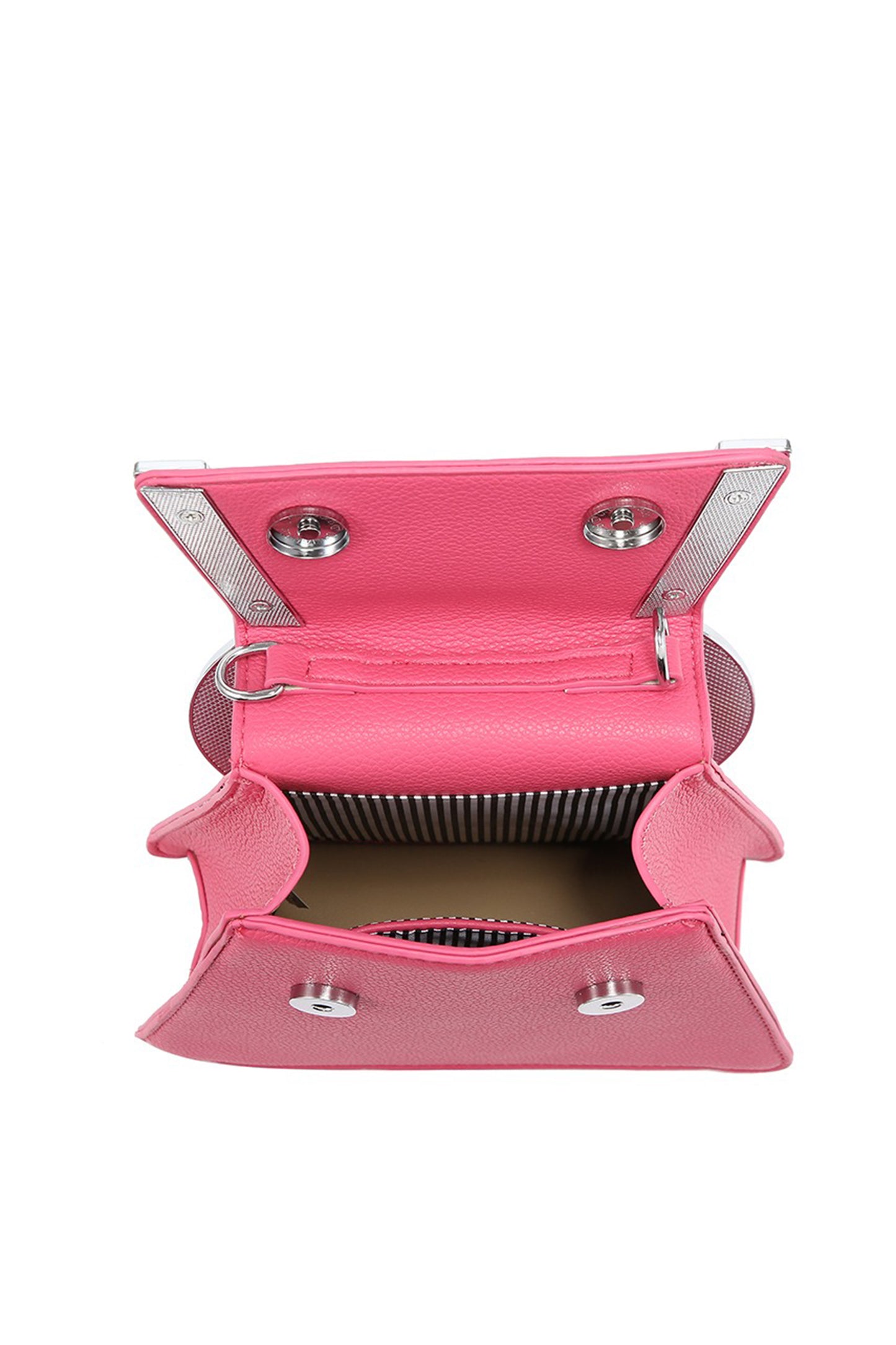 Rhinestone Round Handle Mini Bag with Magnetic Flap Closure