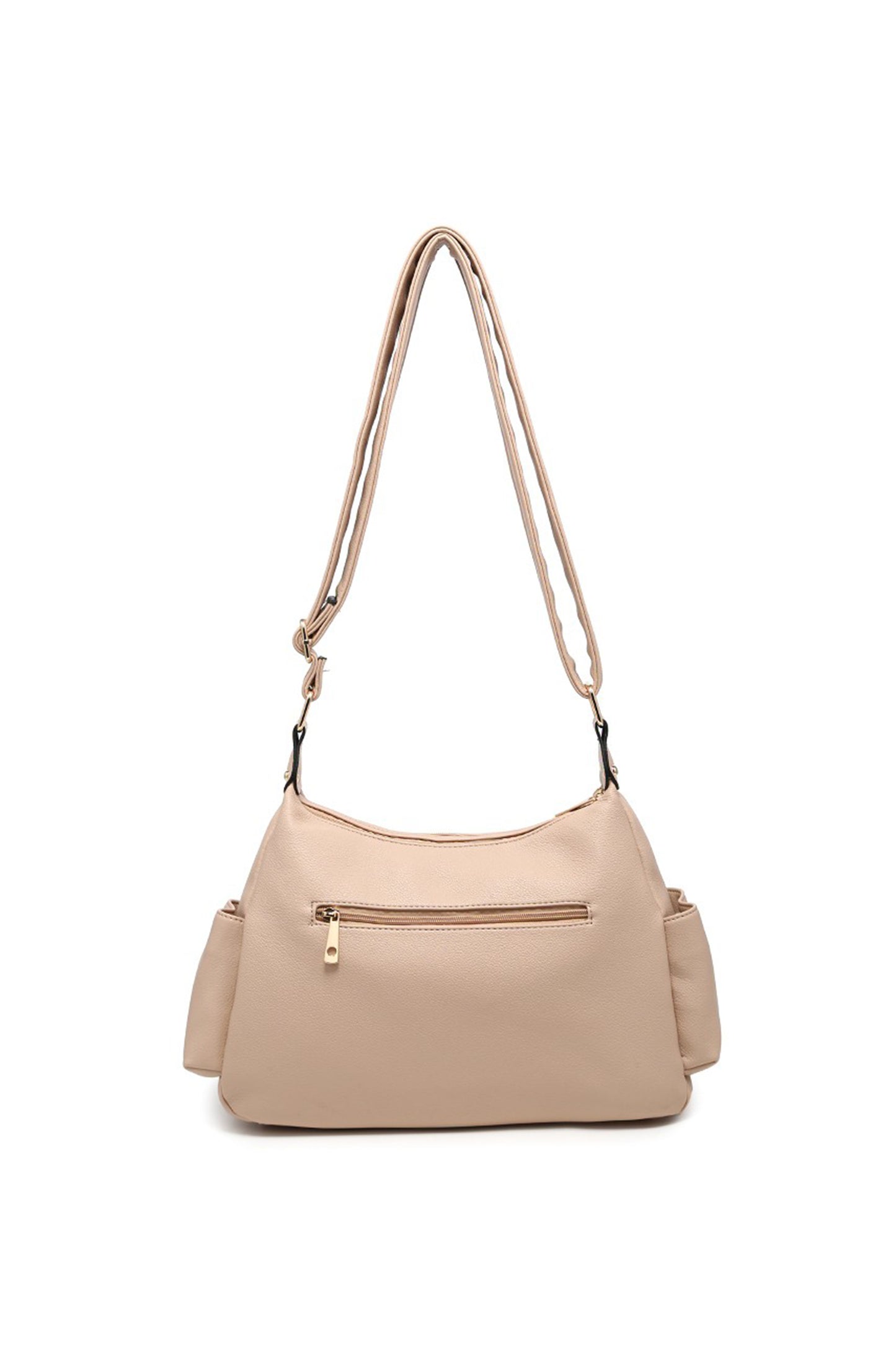Multi Pocket Crossbody Bag with Zip Closure and Wide Strap
