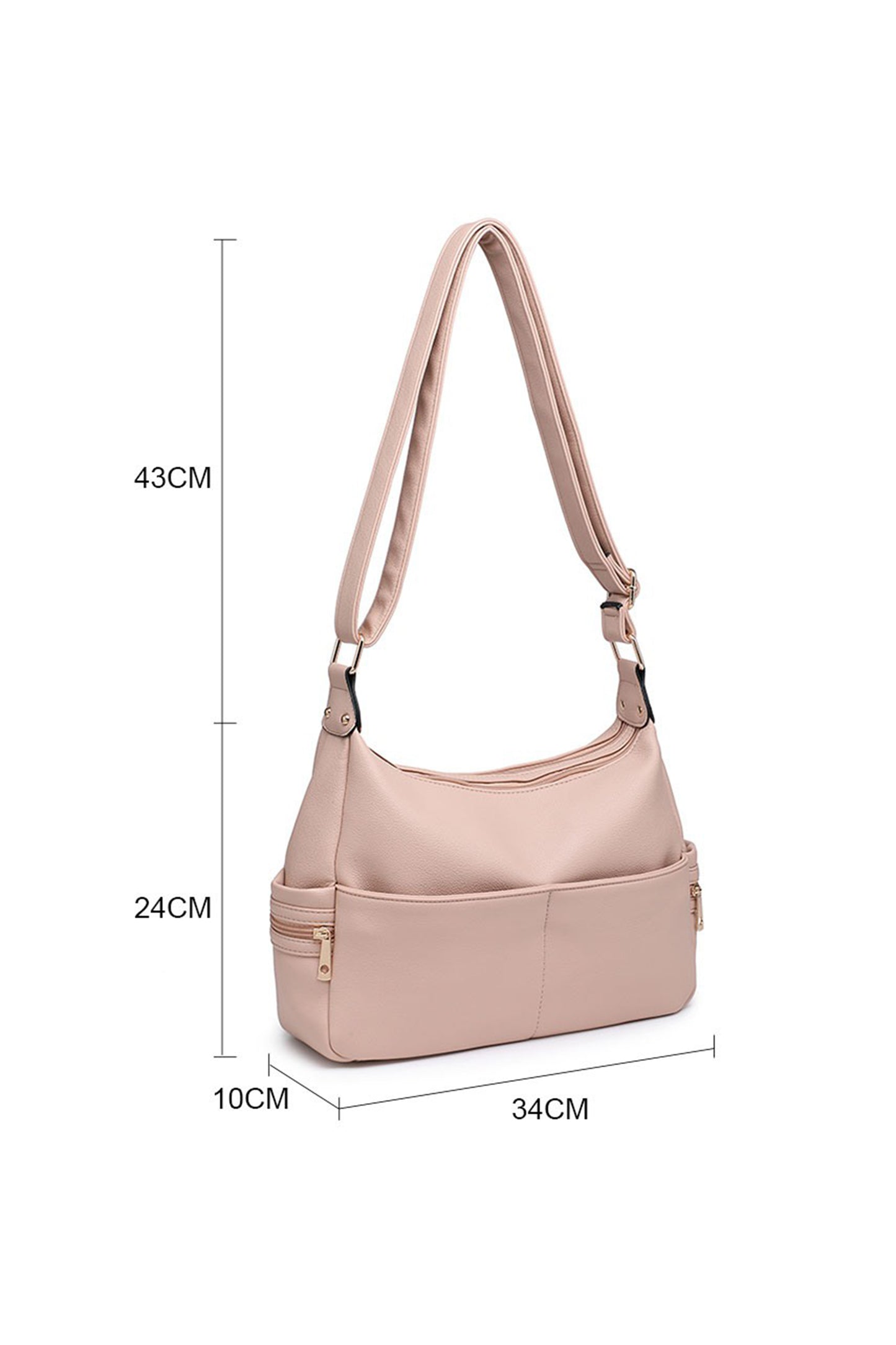 Multi Pocket and Compartment Crossbody Bag with Zip Closure