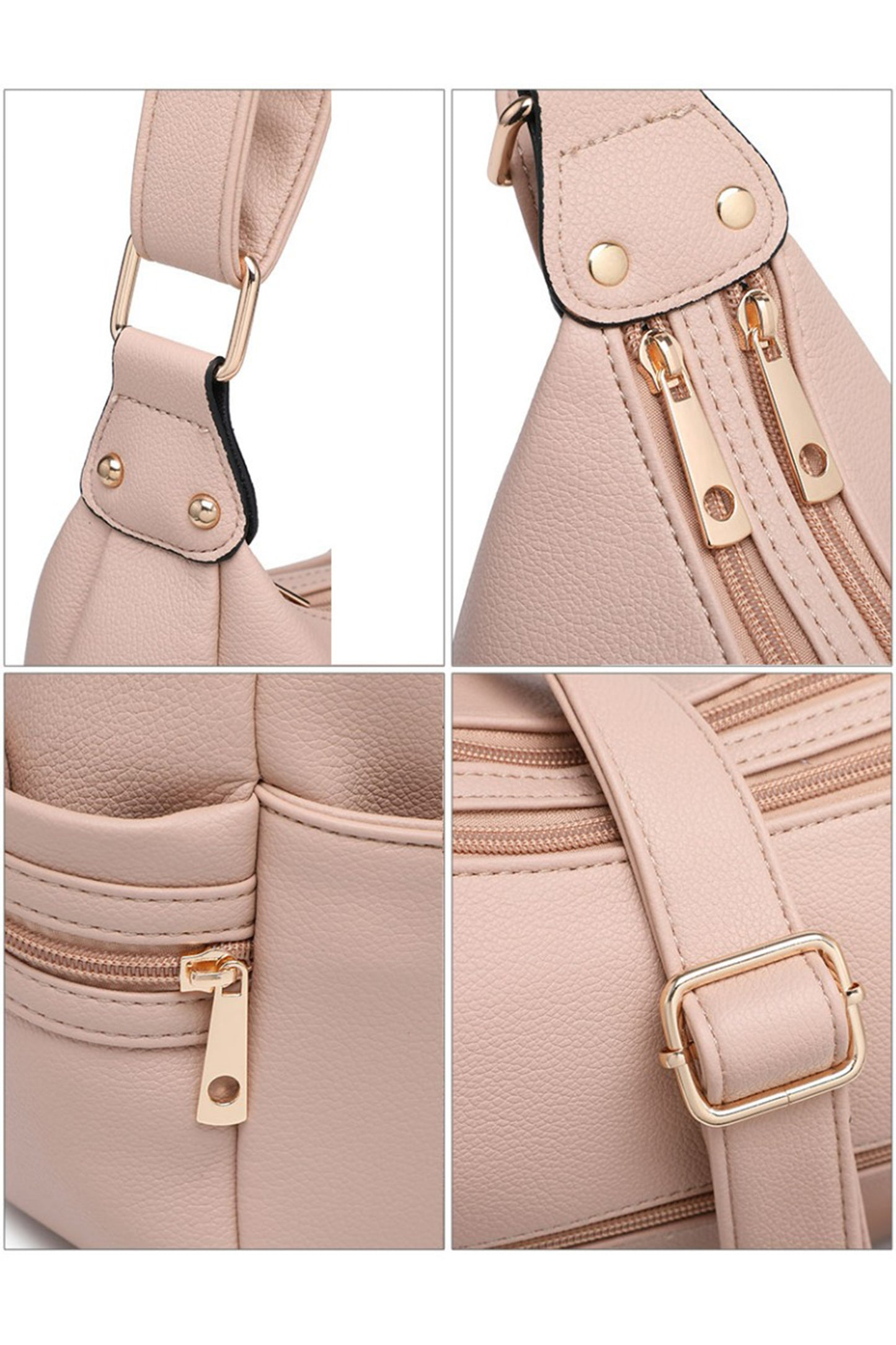 Multi Pocket and Compartment Crossbody Bag with Zip Closure