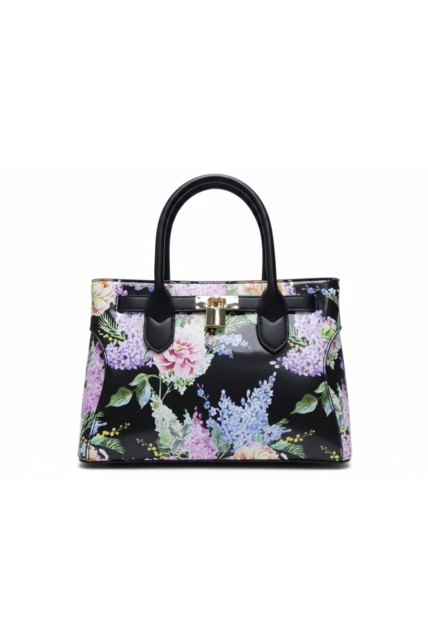 Floral Print Satchel Bag with Top Handles and Strap