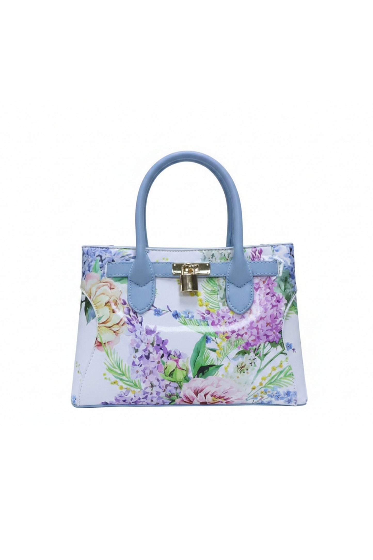 Floral Print Satchel Bag with Top Handles and Strap