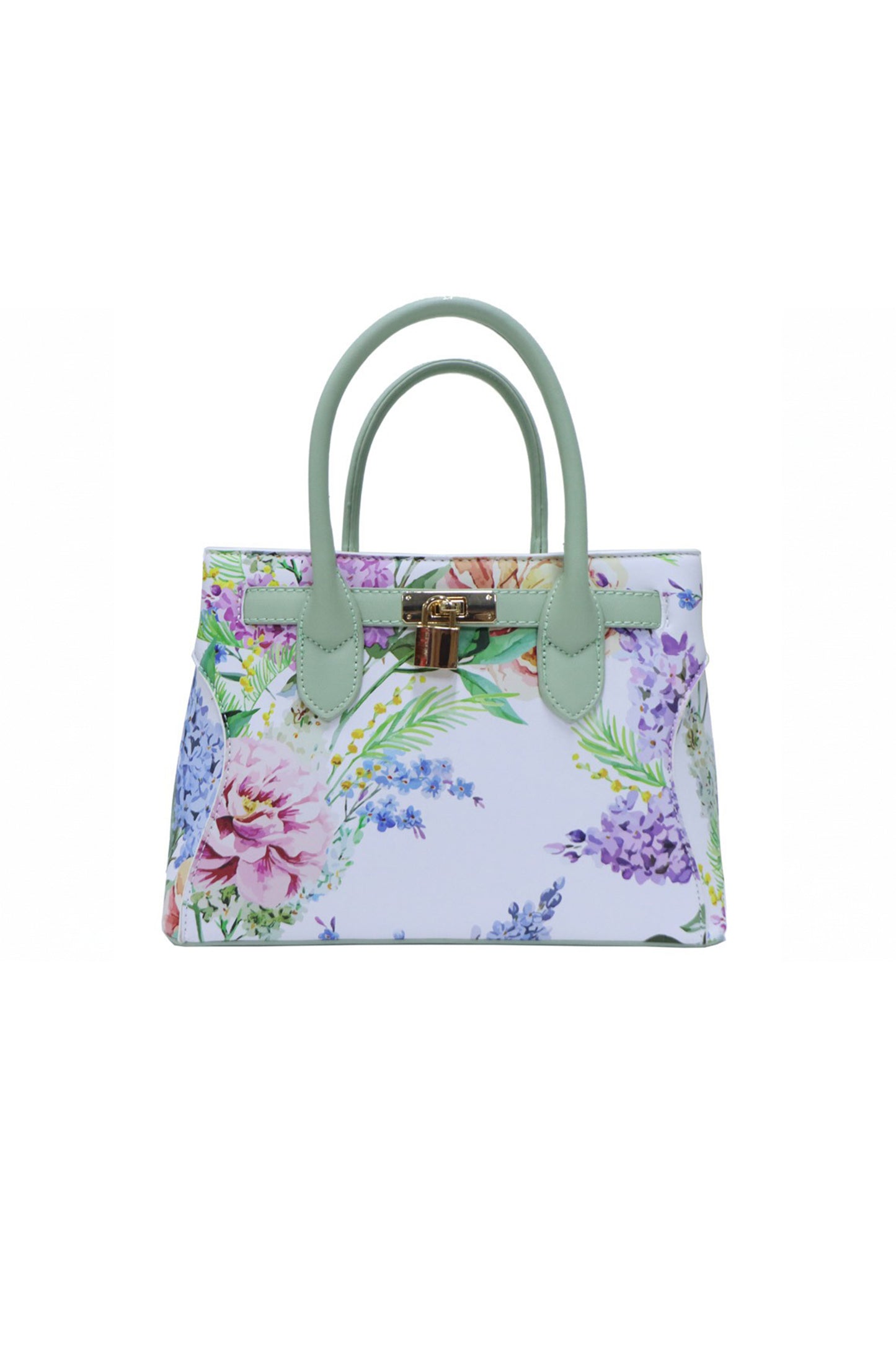 Floral Print Satchel Bag with Top Handles and Strap