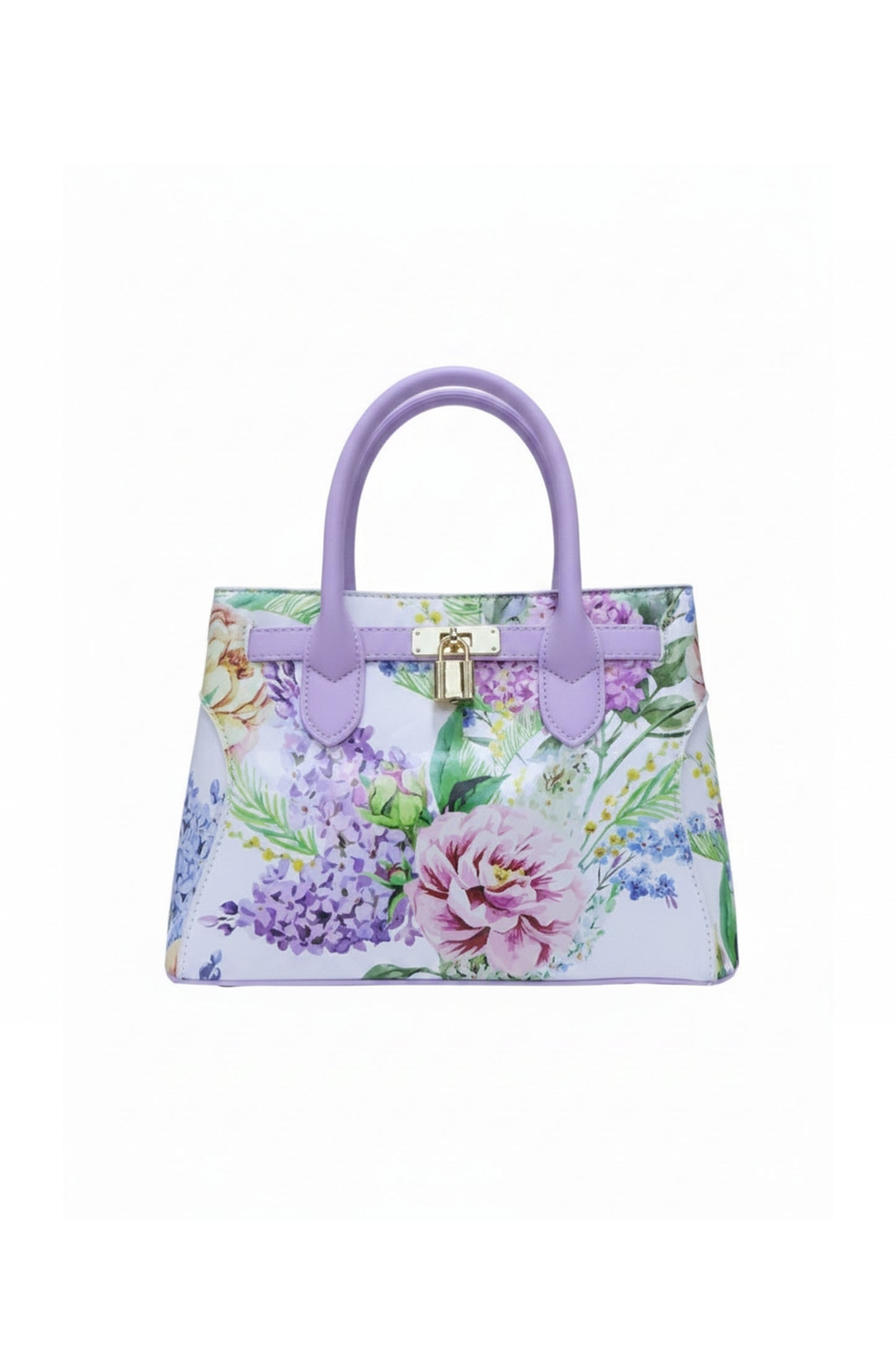 Floral Print Satchel Bag with Top Handles and Strap