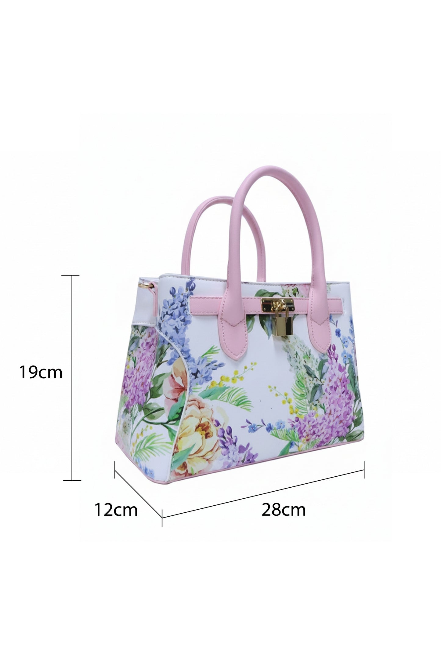 Floral Print Satchel Bag with Top Handles and Strap