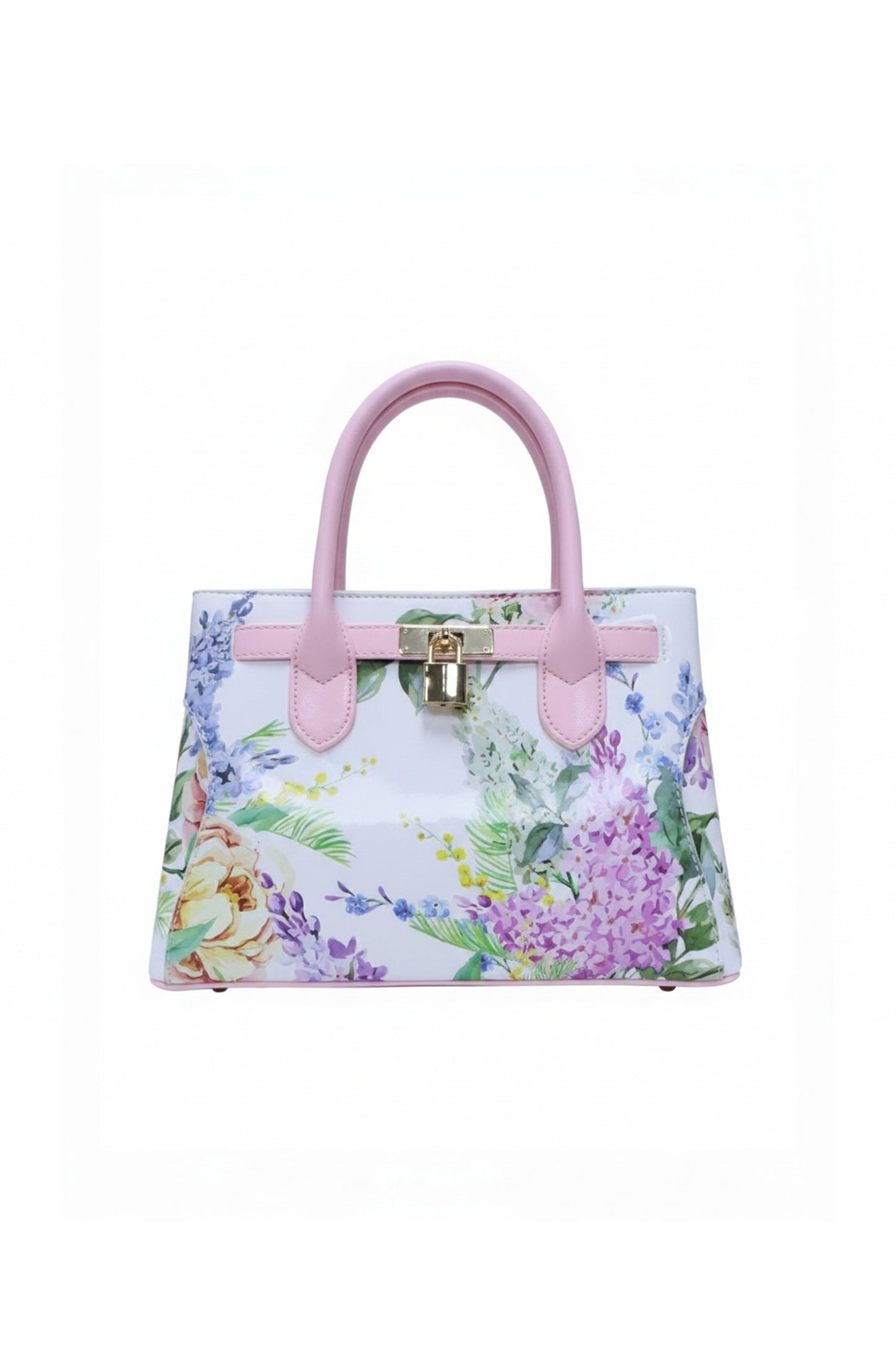 Floral Print Satchel Bag with Top Handles and Strap