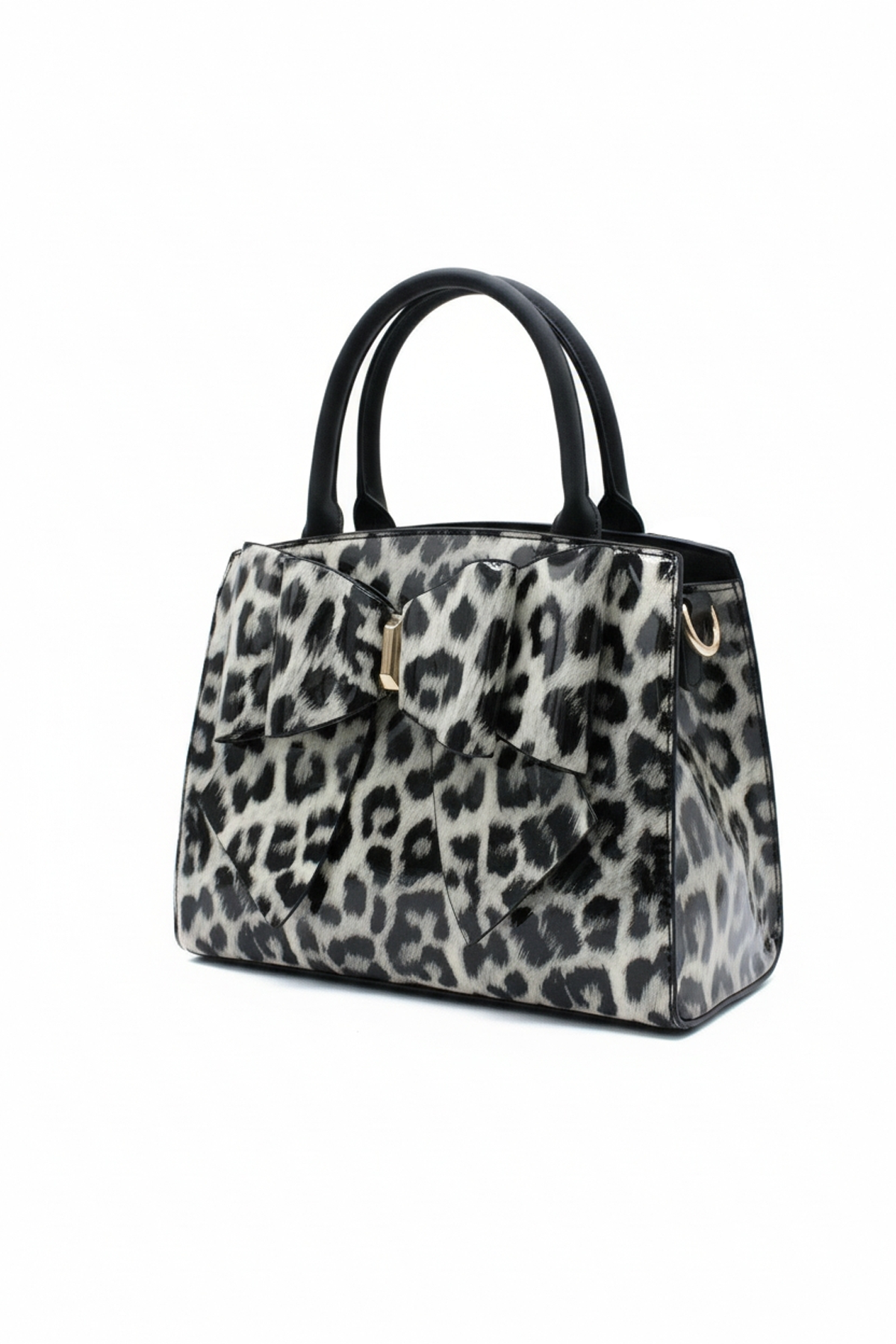 Leopard Print Bow Handbag with Spacious Compartments