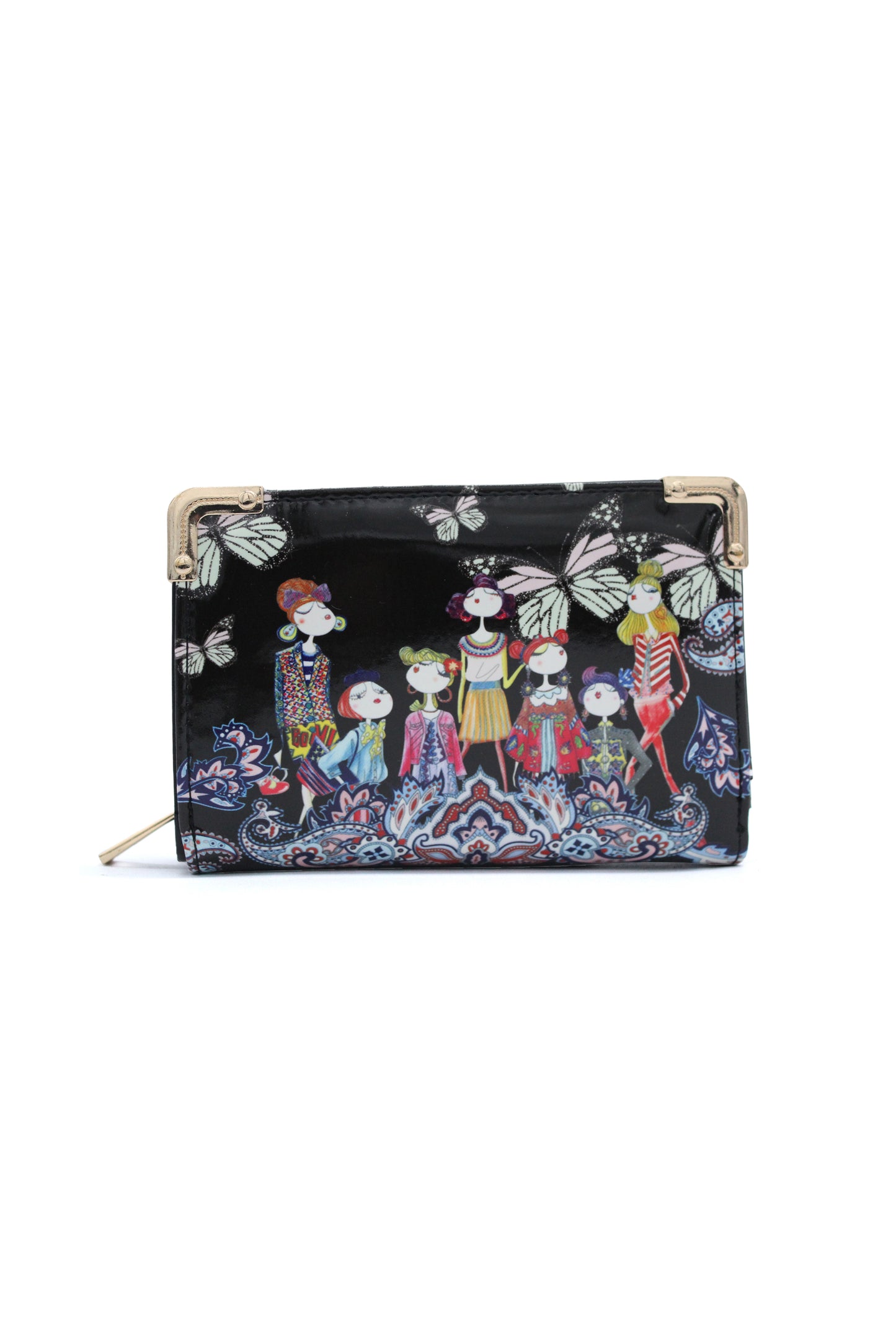 Butterfly Pattern Artistic Tri-Fold Wallet Purse