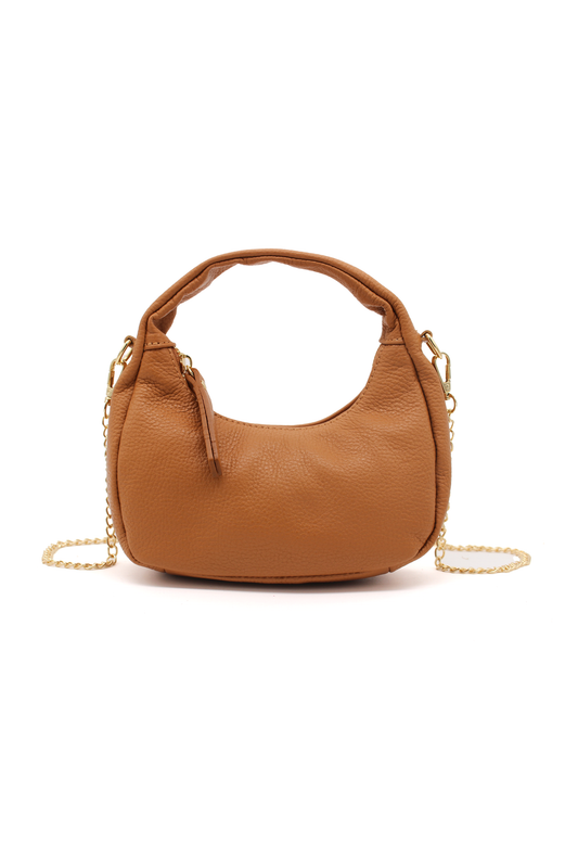 Chic Genuine Italian Leather Crossbody Bag with Elegant Chain Strap