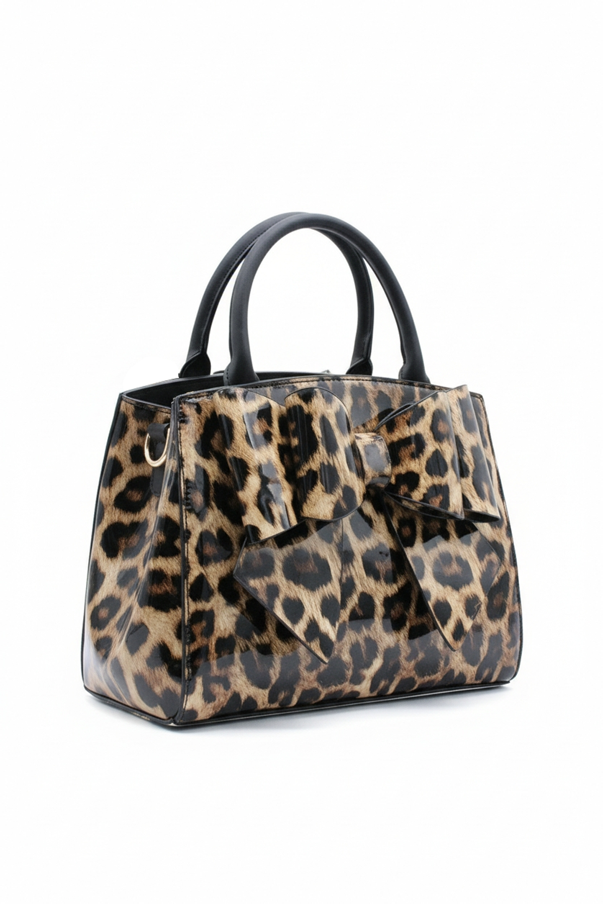 Leopard Print Bow Handbag with Spacious Compartments