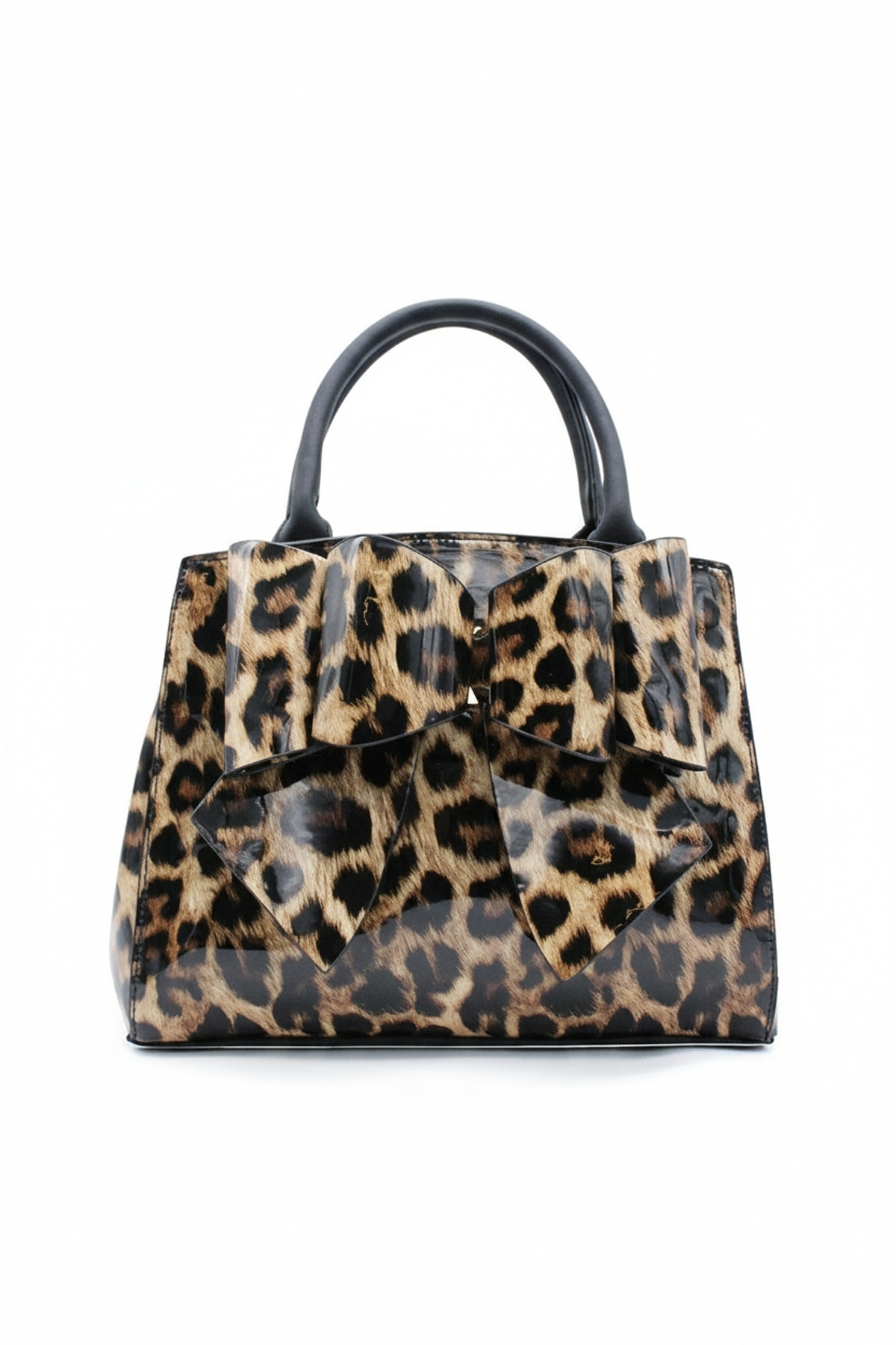 Leopard Print Bow Handbag with Spacious Compartments
