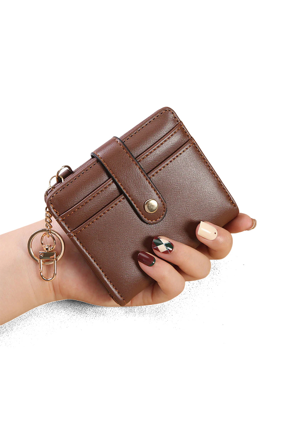 Compact Bifold Wallet with Card Slots and Snap Closure