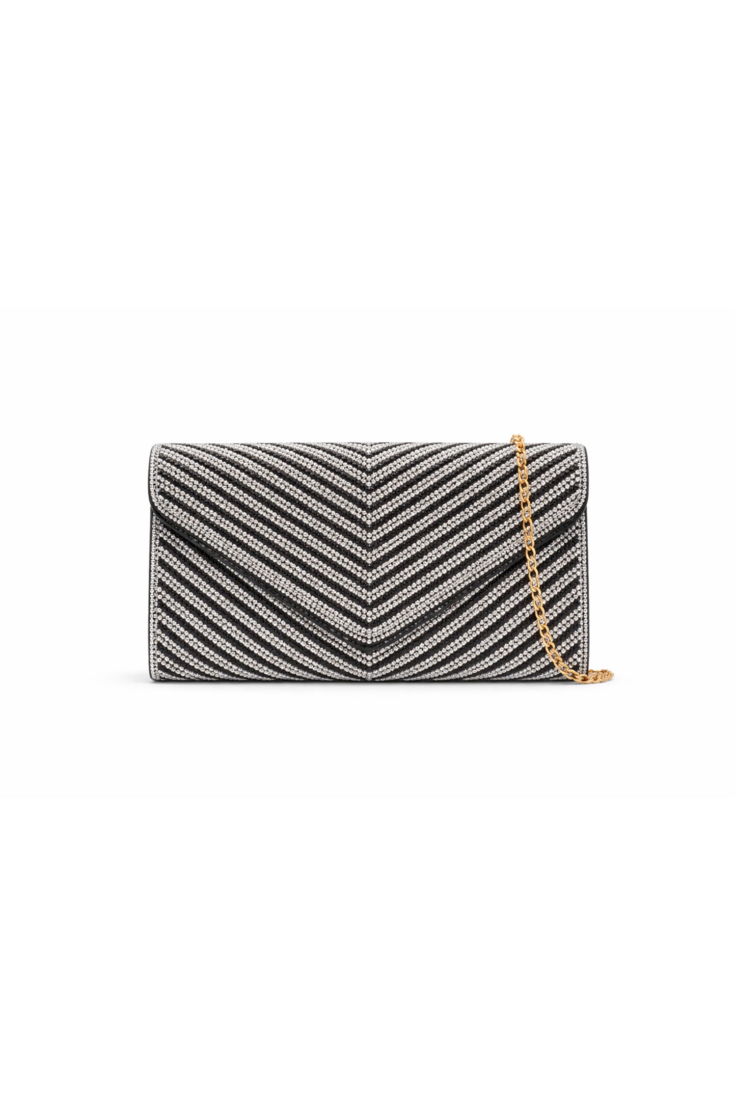 Rhinestone Envelope Clutch Bag with Flap Closure Chain Strap
