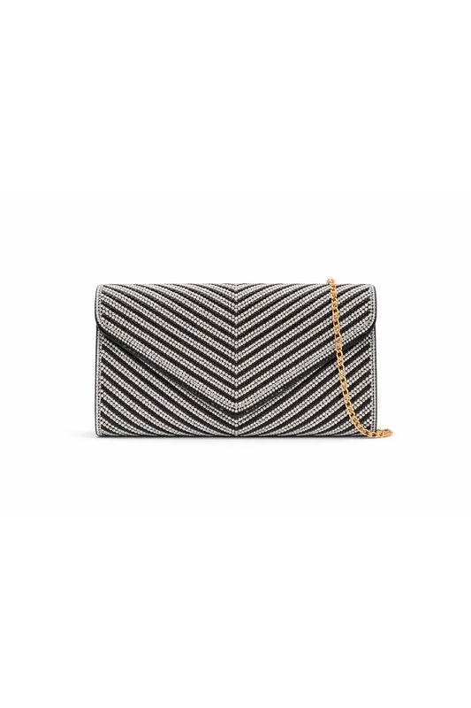 Rhinestone Envelope Clutch Bag with Flap Closure Chain Strap