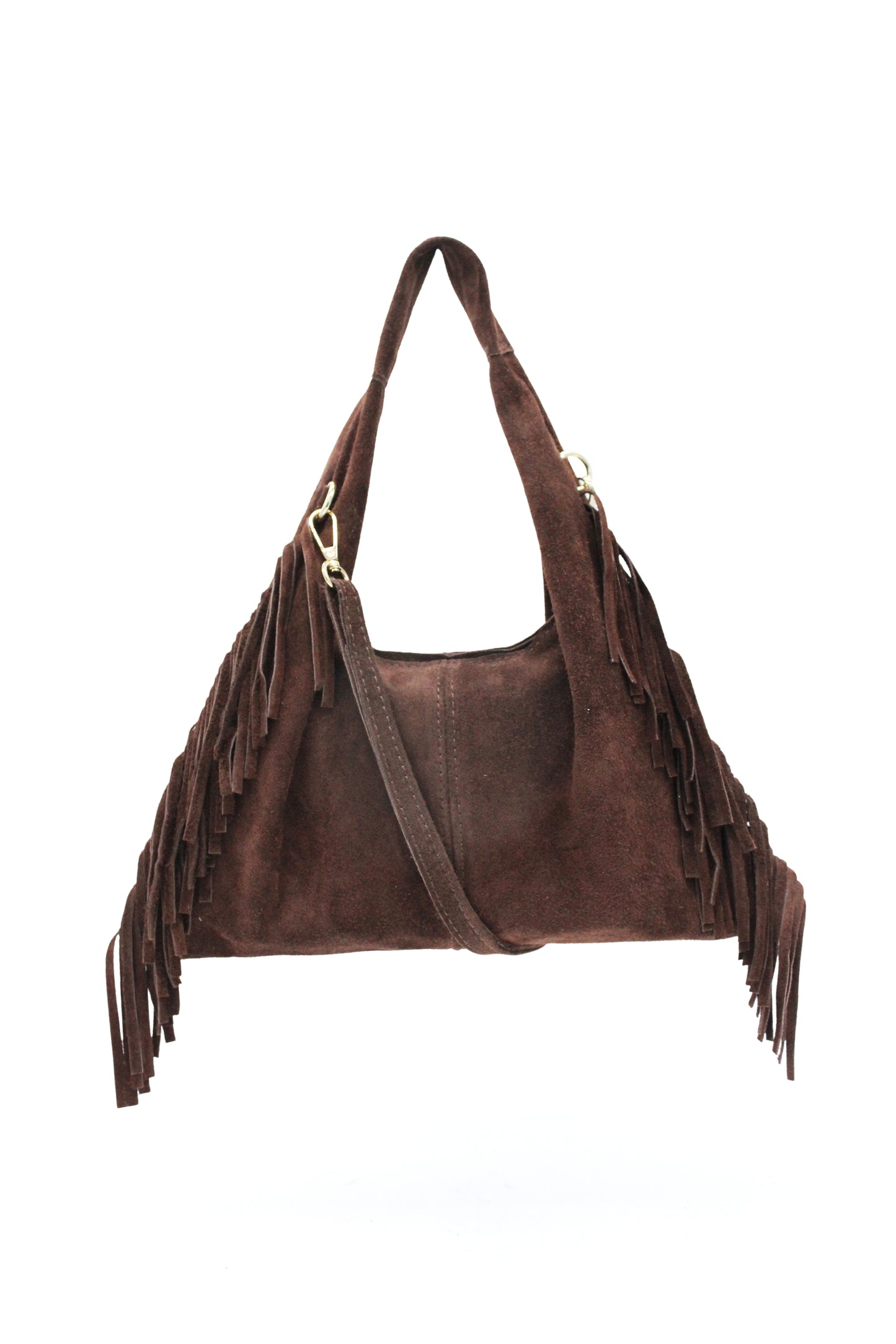 Italian Genuine Suede Fringe Crossbody Shoulder Bag