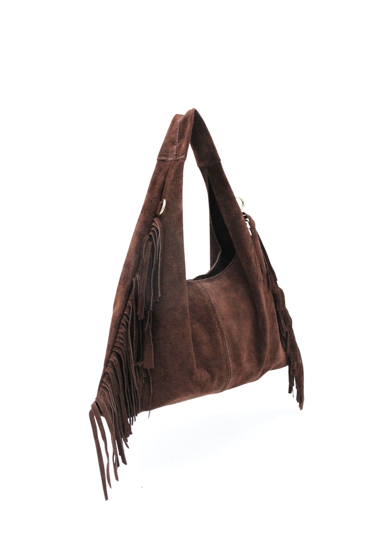 Italian Genuine Suede Fringe Crossbody Shoulder Bag