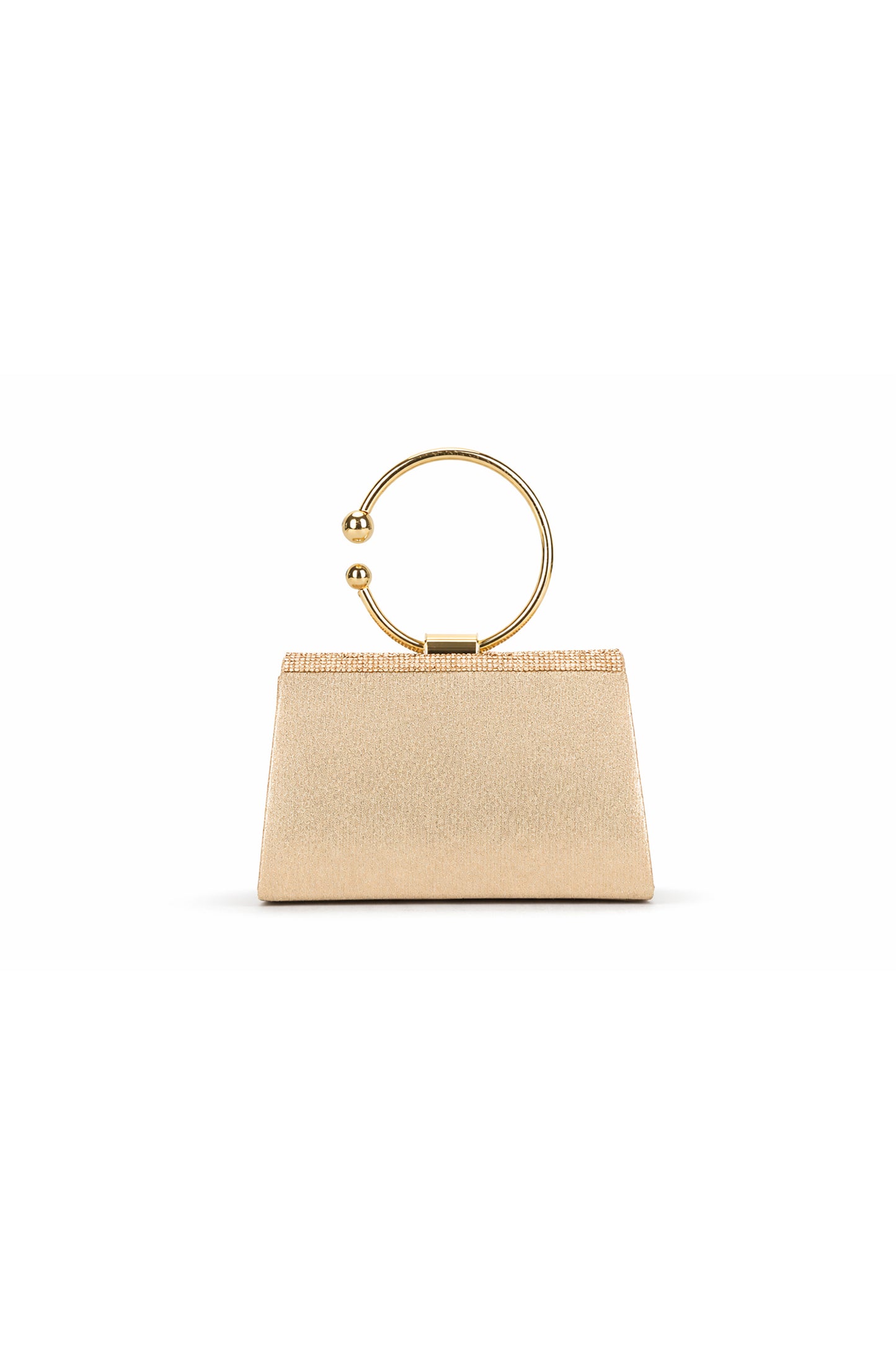 Rhinestone Round Handle Clutch Bag with Flap Closure