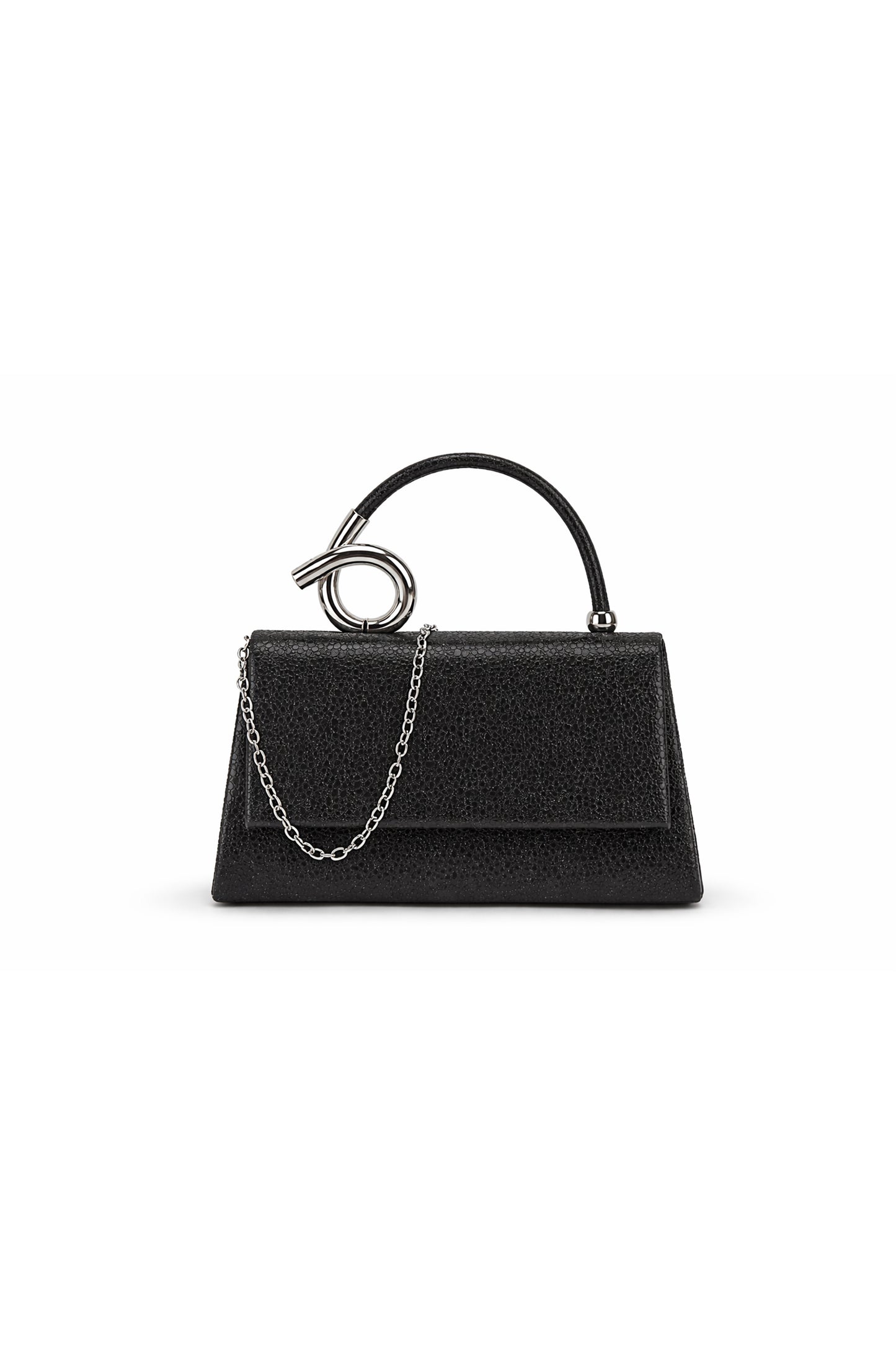 Stylish Top Handle Clutch Bag with Flap and Chain Strap