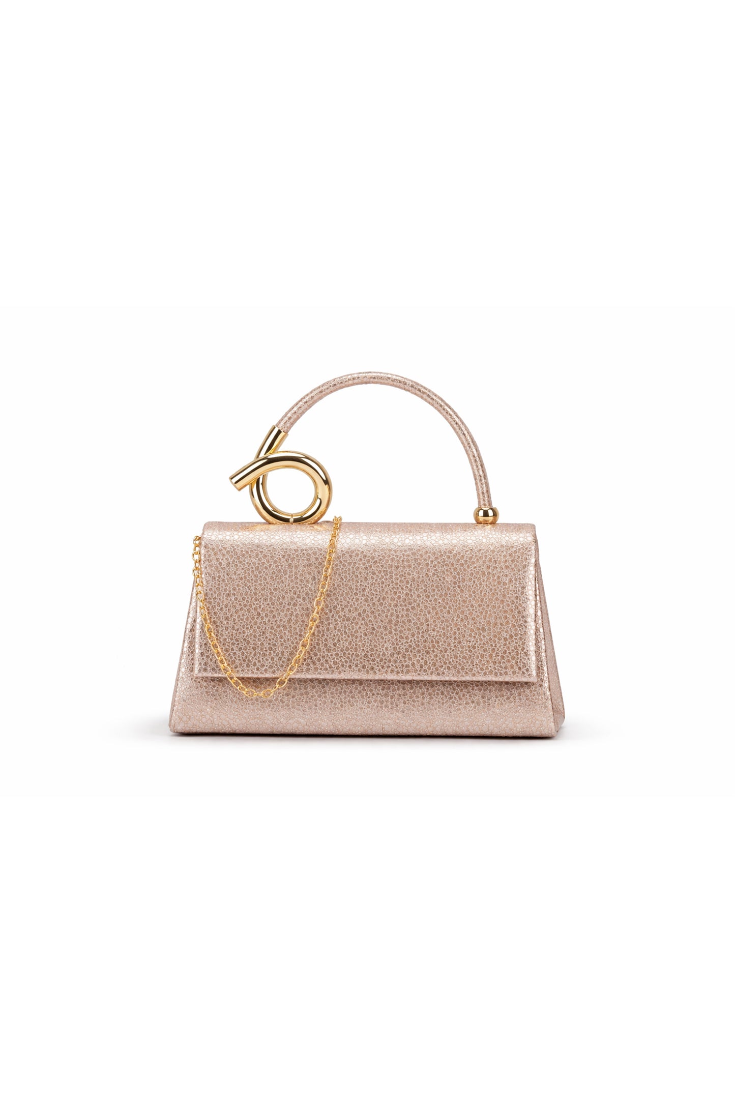 Stylish Top Handle Clutch Bag with Flap and Chain Strap