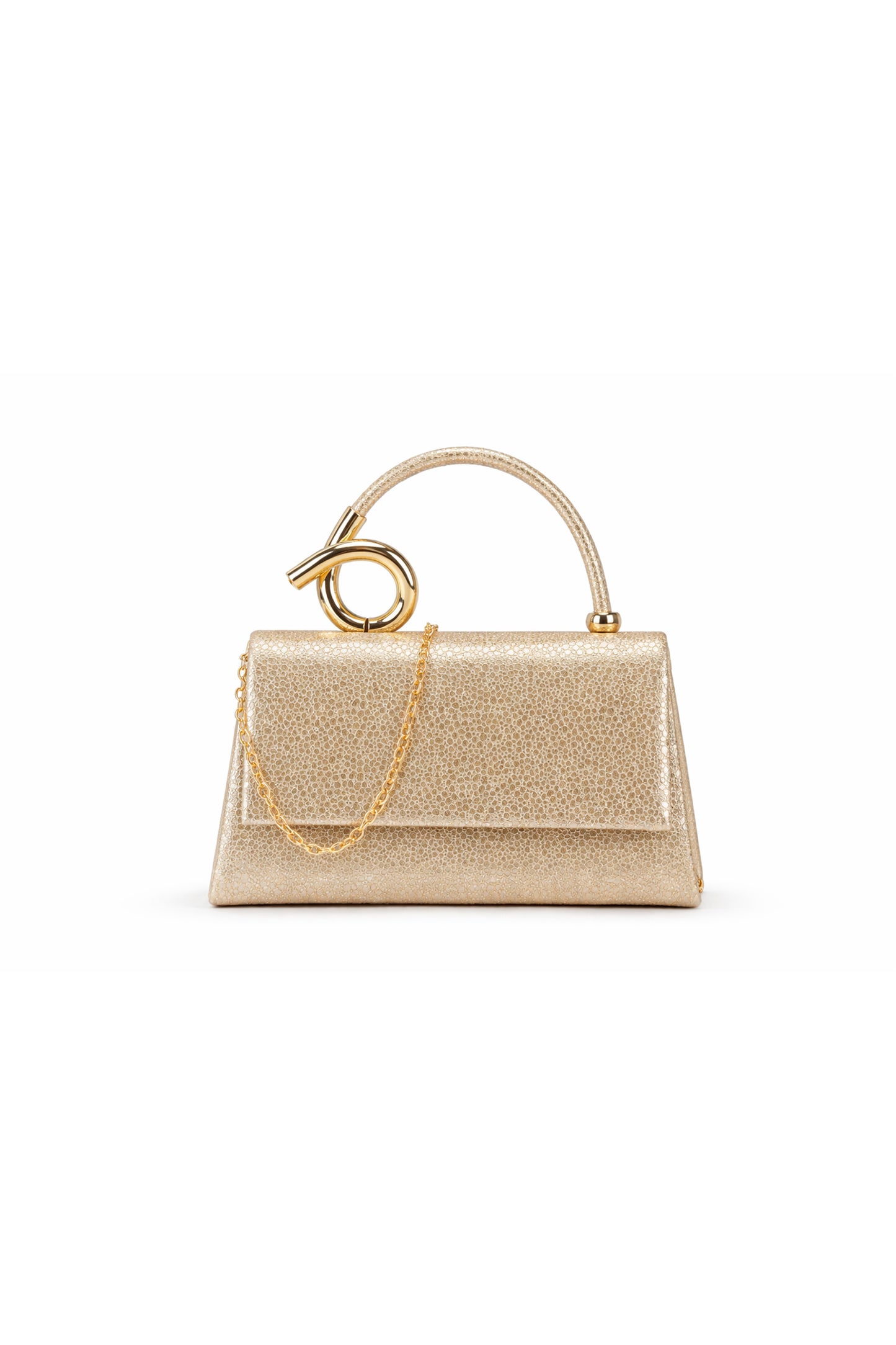 Stylish Top Handle Clutch Bag with Flap and Chain Strap
