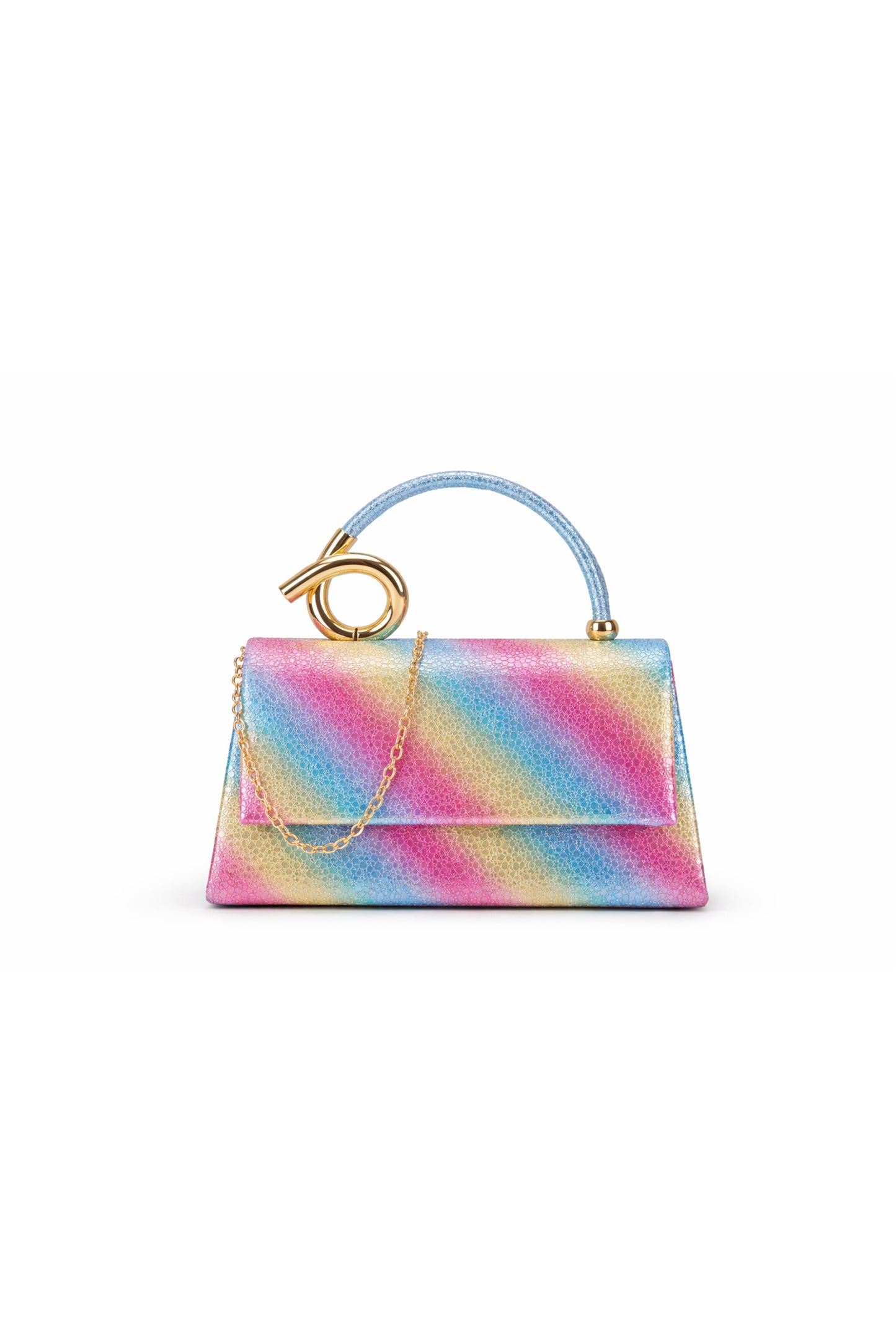 Stylish Top Handle Clutch Bag with Flap and Chain Strap
