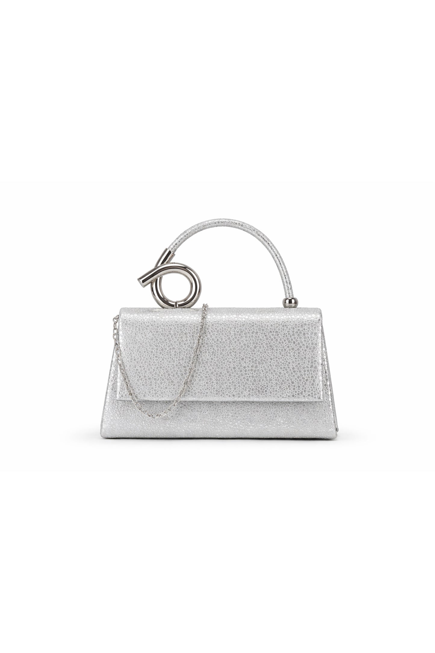 Stylish Top Handle Clutch Bag with Flap and Chain Strap
