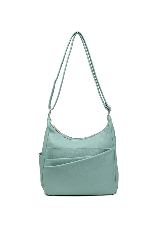Shoulder Bag with Multiple Compartments and Zipper Closure