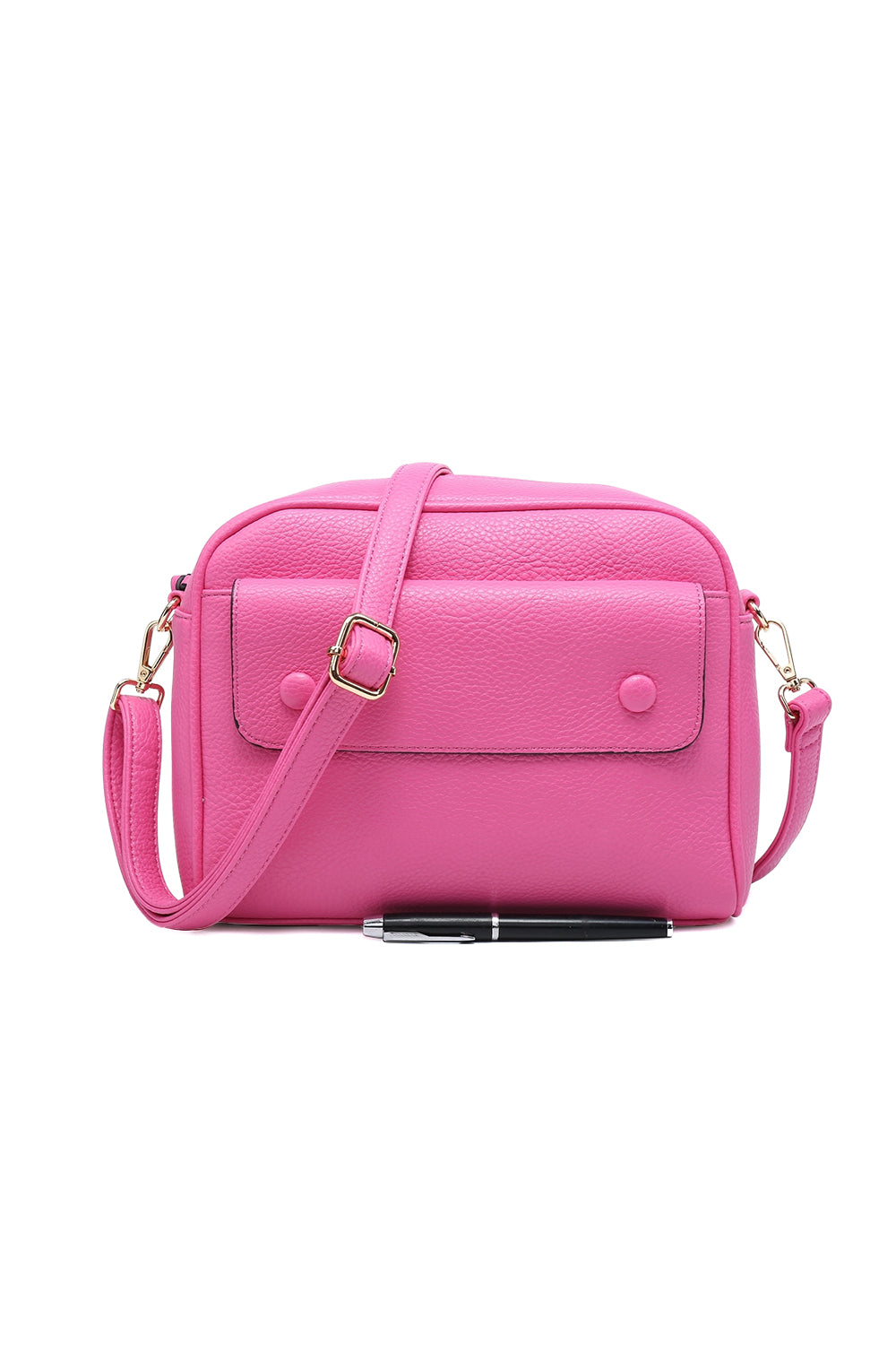 Crossbody Shoulder Bag with Front Flap Button Pocket