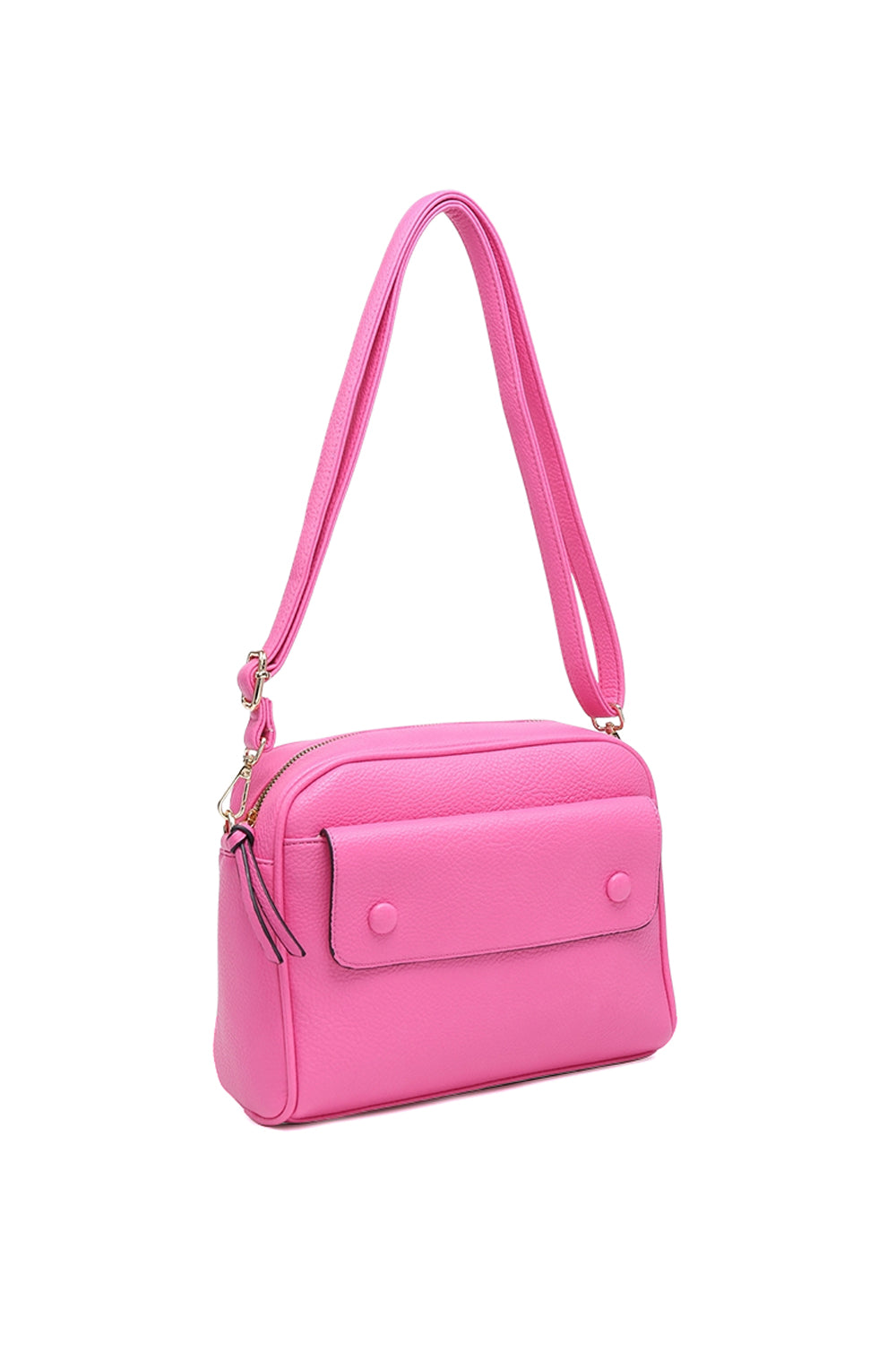 Crossbody Shoulder Bag with Front Flap Button Pocket