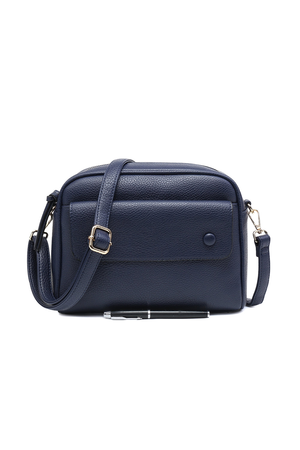 Crossbody Shoulder Bag with Front Flap Button Pocket