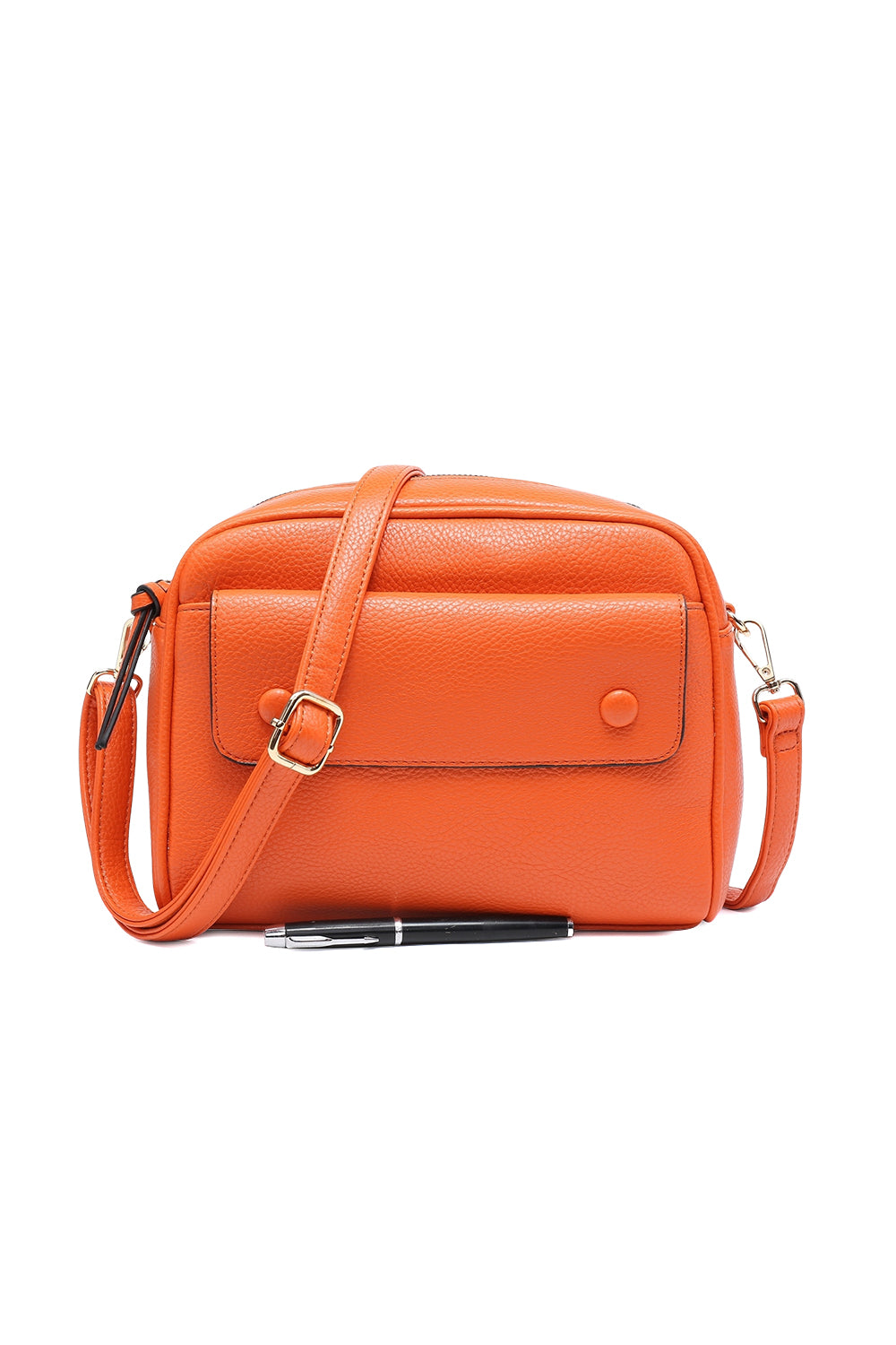 Crossbody Shoulder Bag with Front Flap Button Pocket