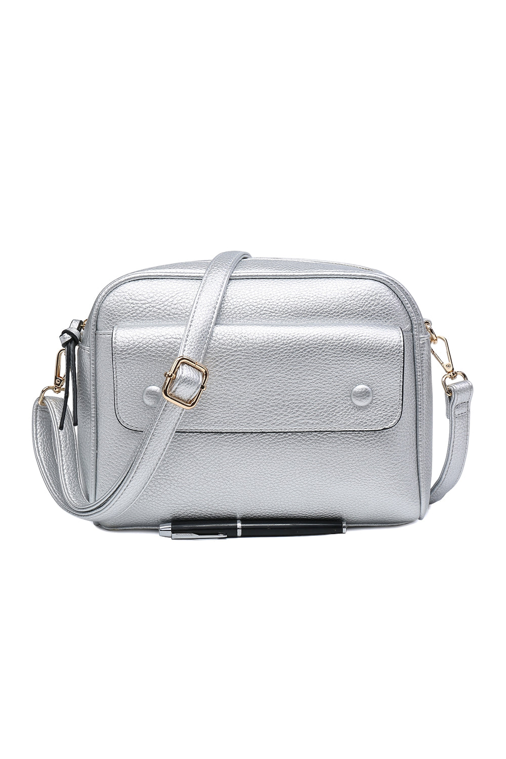 Crossbody Shoulder Bag with Front Flap Button Pocket