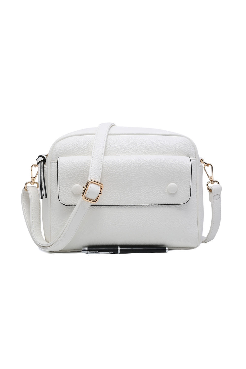 Crossbody Shoulder Bag with Front Flap Button Pocket
