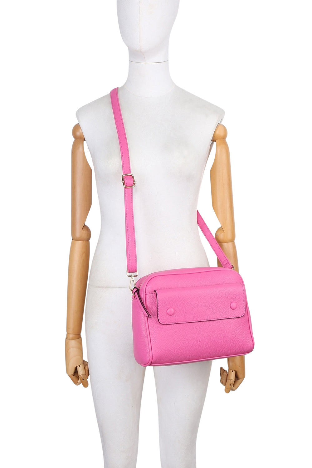 Crossbody Shoulder Bag with Front Flap Button Pocket