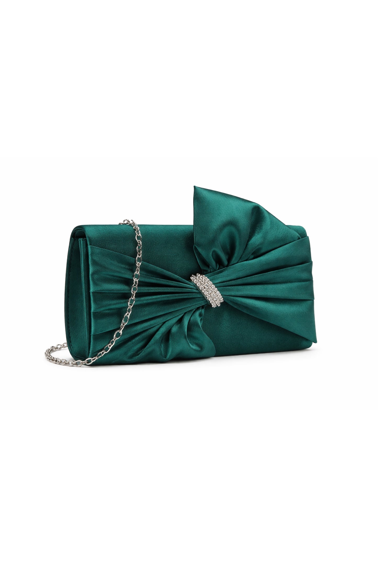 Pleated Knot Accent Clutch Bag with Chain Strap Design