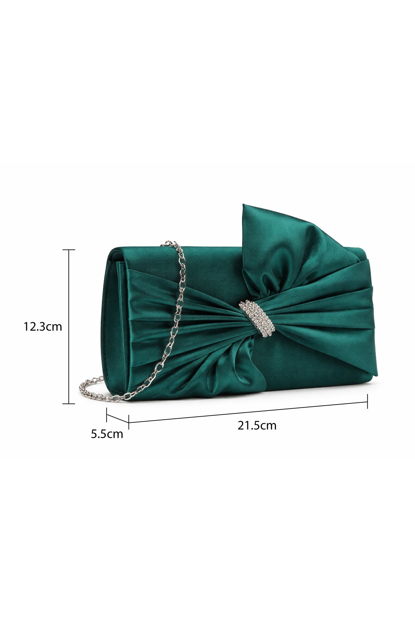 Pleated Knot Accent Clutch Bag with Chain Strap Design