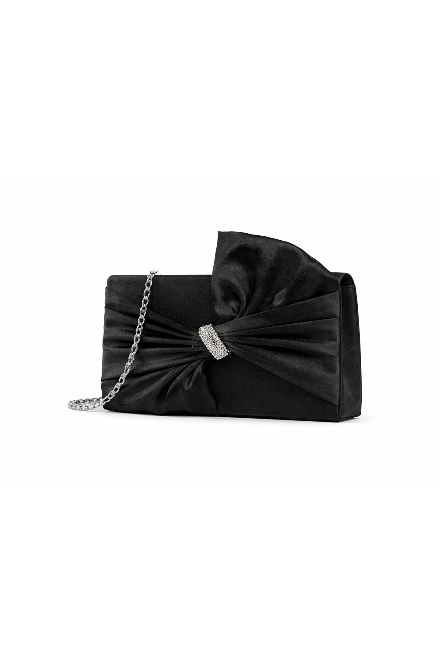 Pleated Knot Accent Clutch Bag with Chain Strap Design