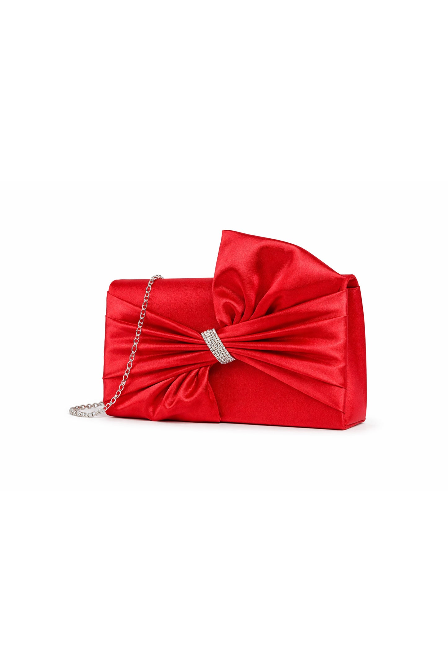 Pleated Knot Accent Clutch Bag with Chain Strap Design