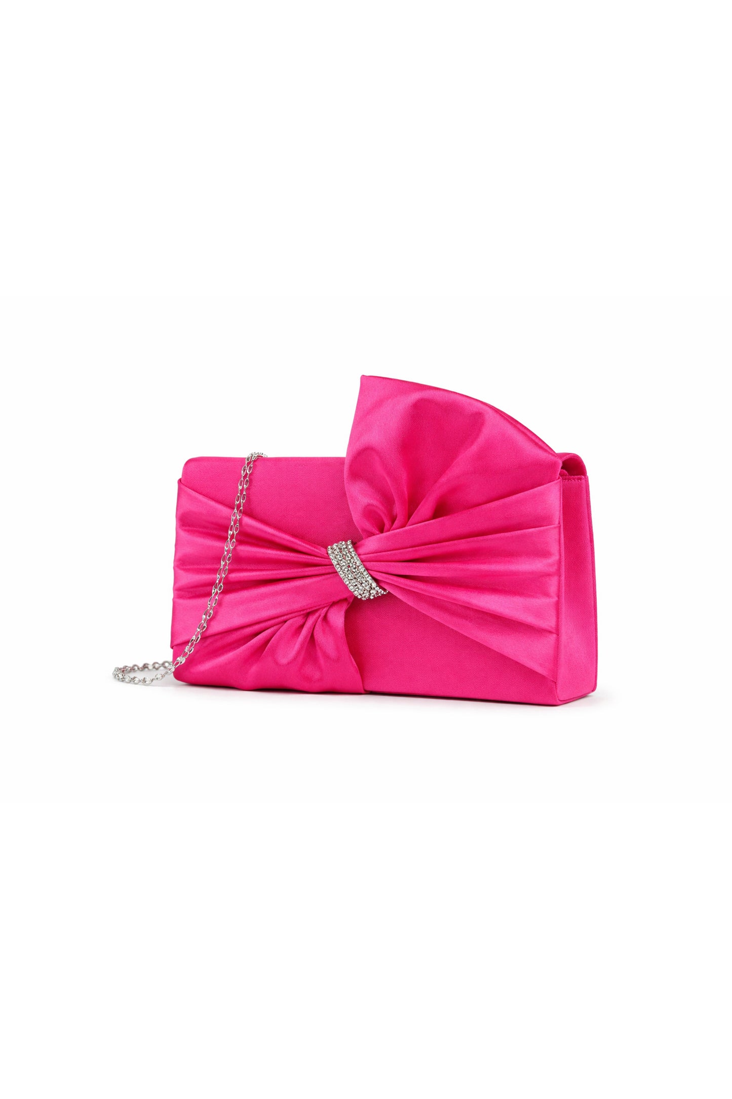 Pleated Knot Accent Clutch Bag with Chain Strap Design