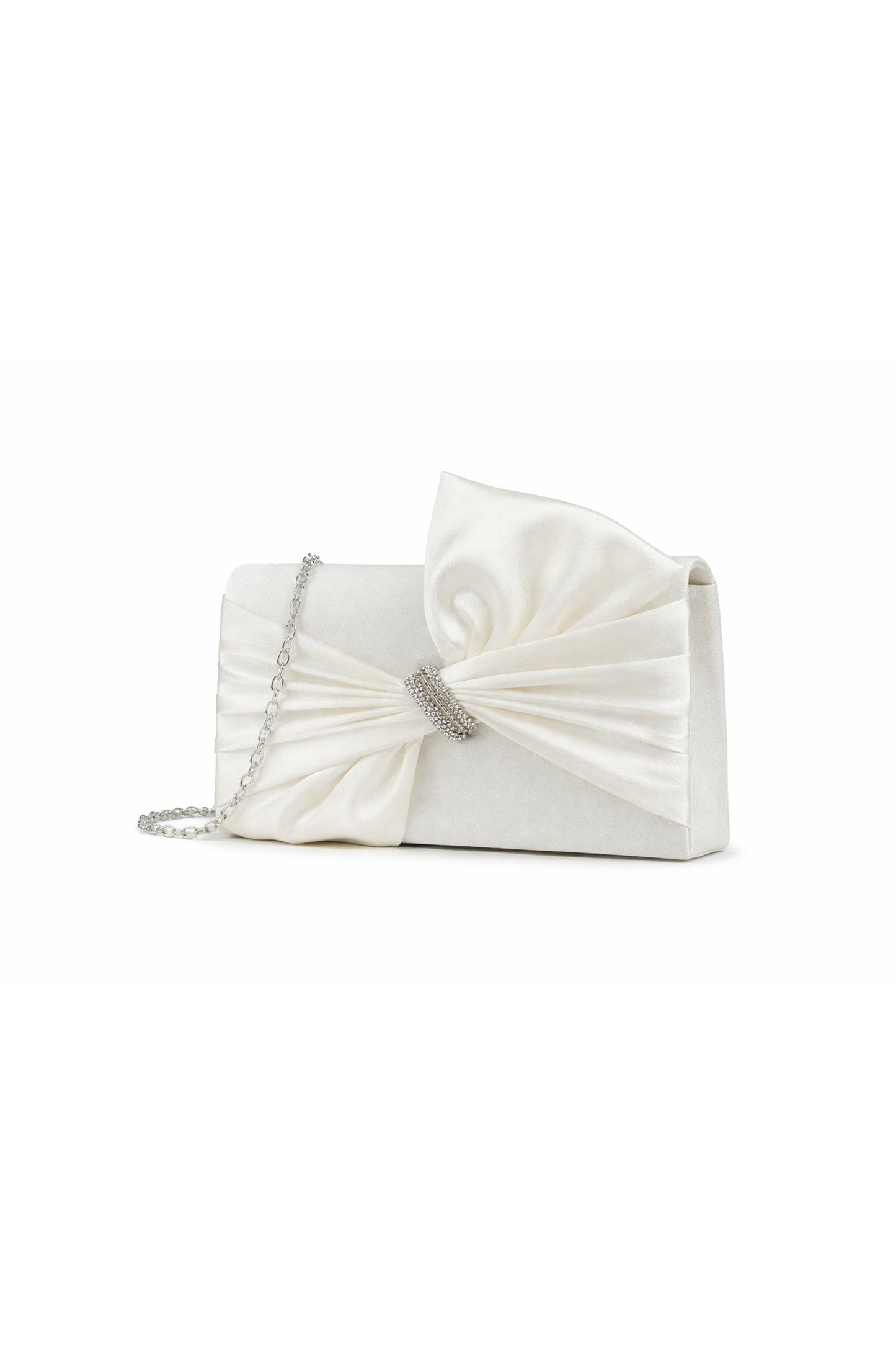 Pleated Knot Accent Clutch Bag with Chain Strap Design