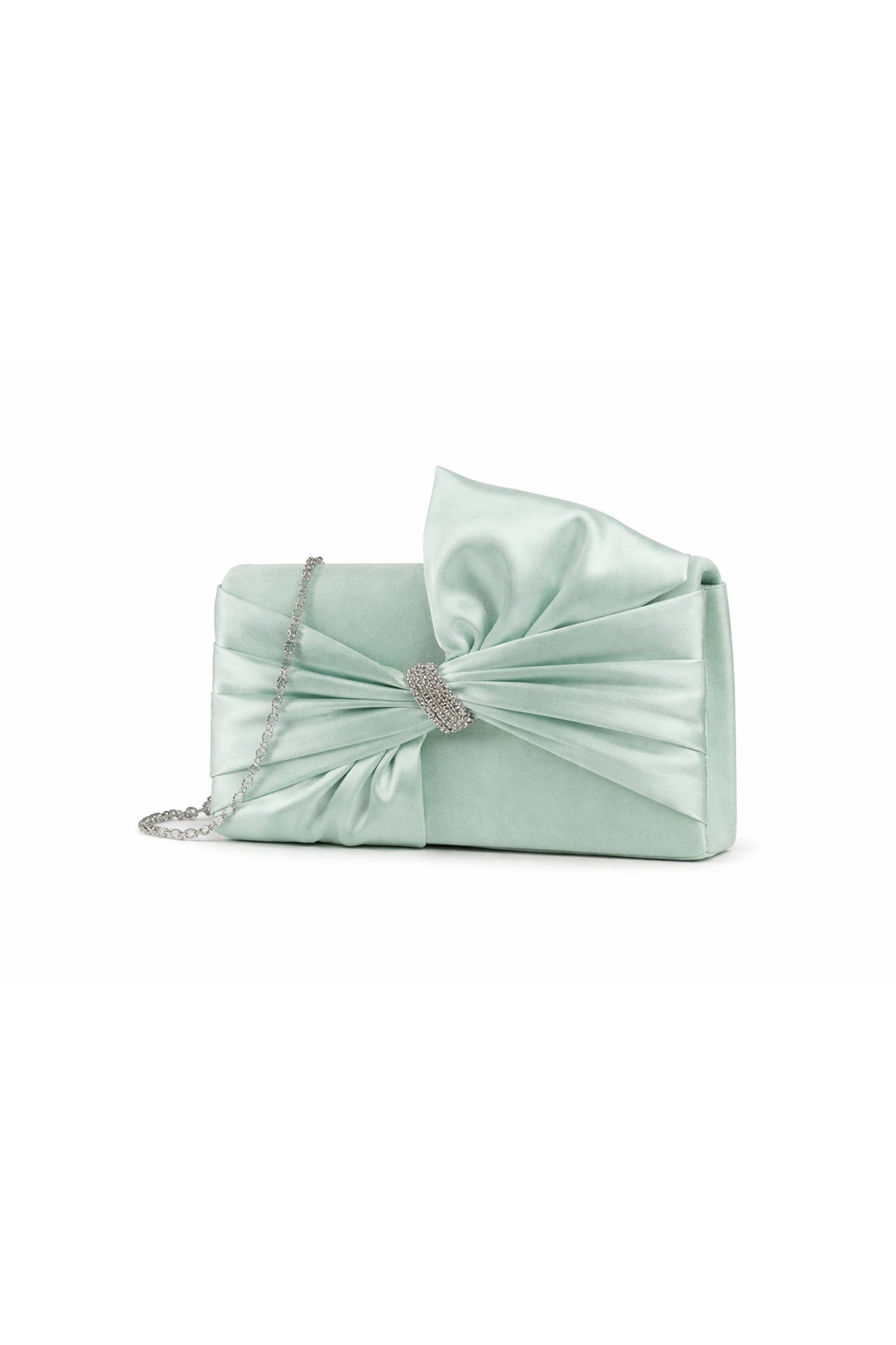 Pleated Knot Accent Clutch Bag with Chain Strap Design